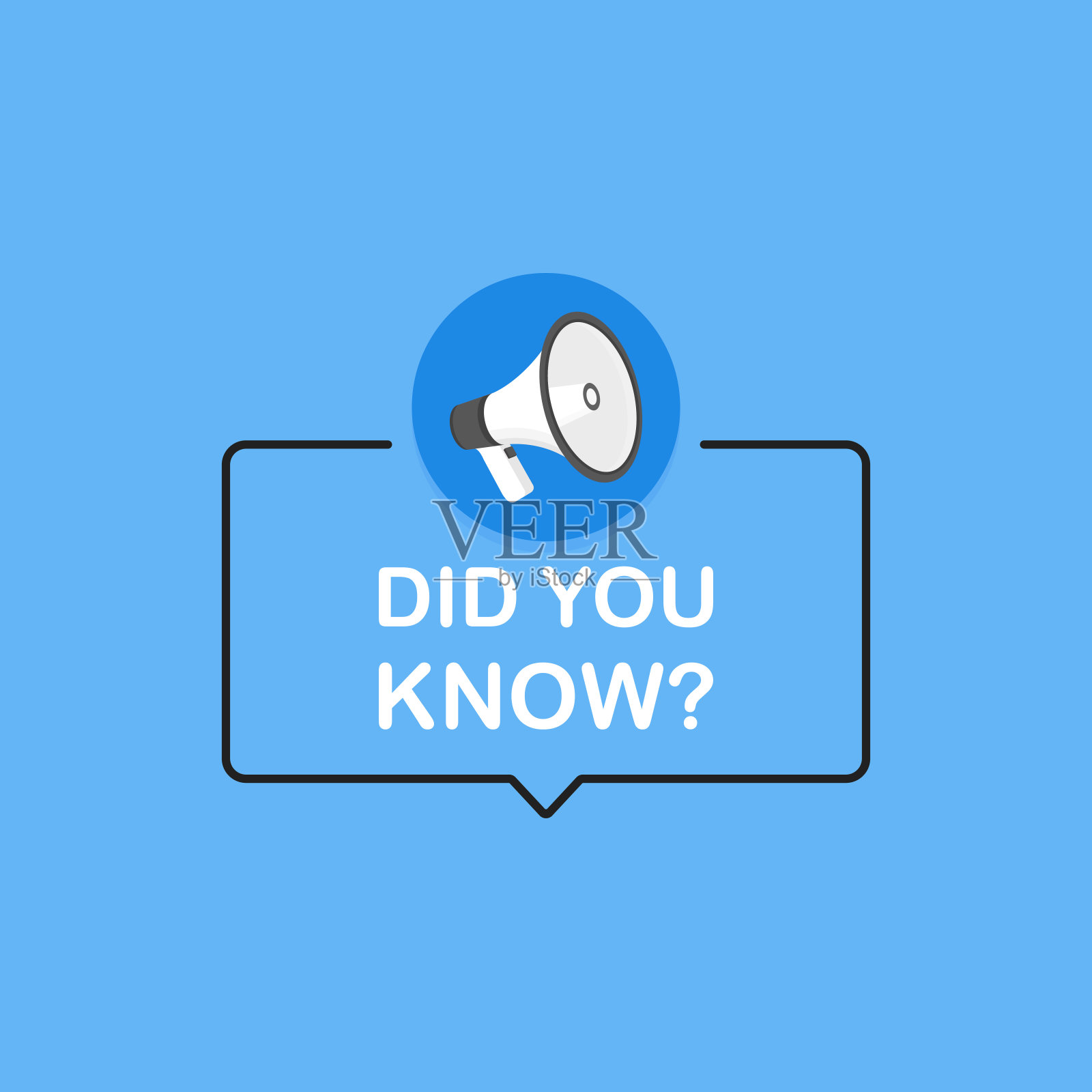 带有"你知道吗"短信的扩音器。扬声器。横幅为企业，营销和广告。现代平面风格矢量插图插画图片素材