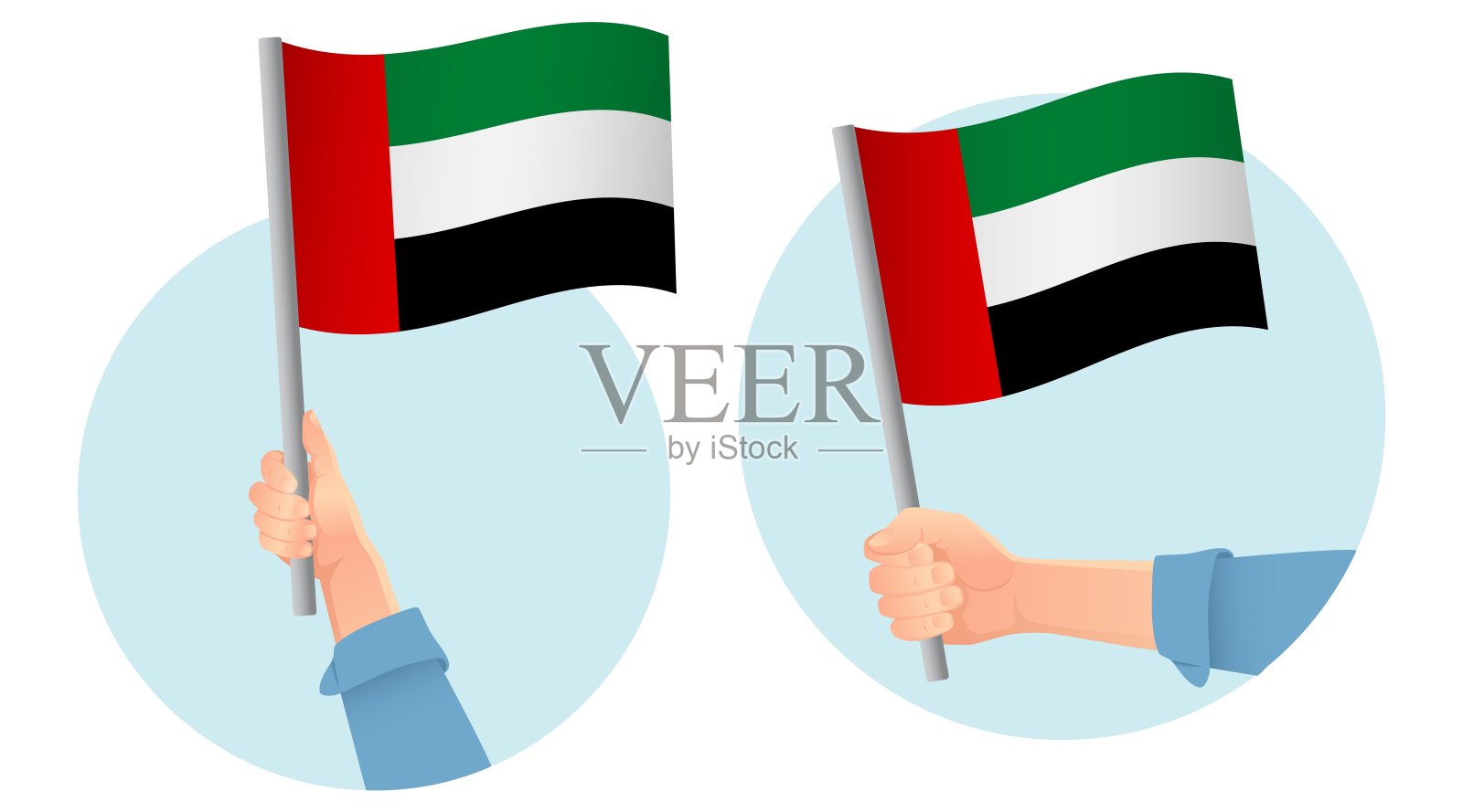 手中握着阿拉伯联合国旗设计元素图片
