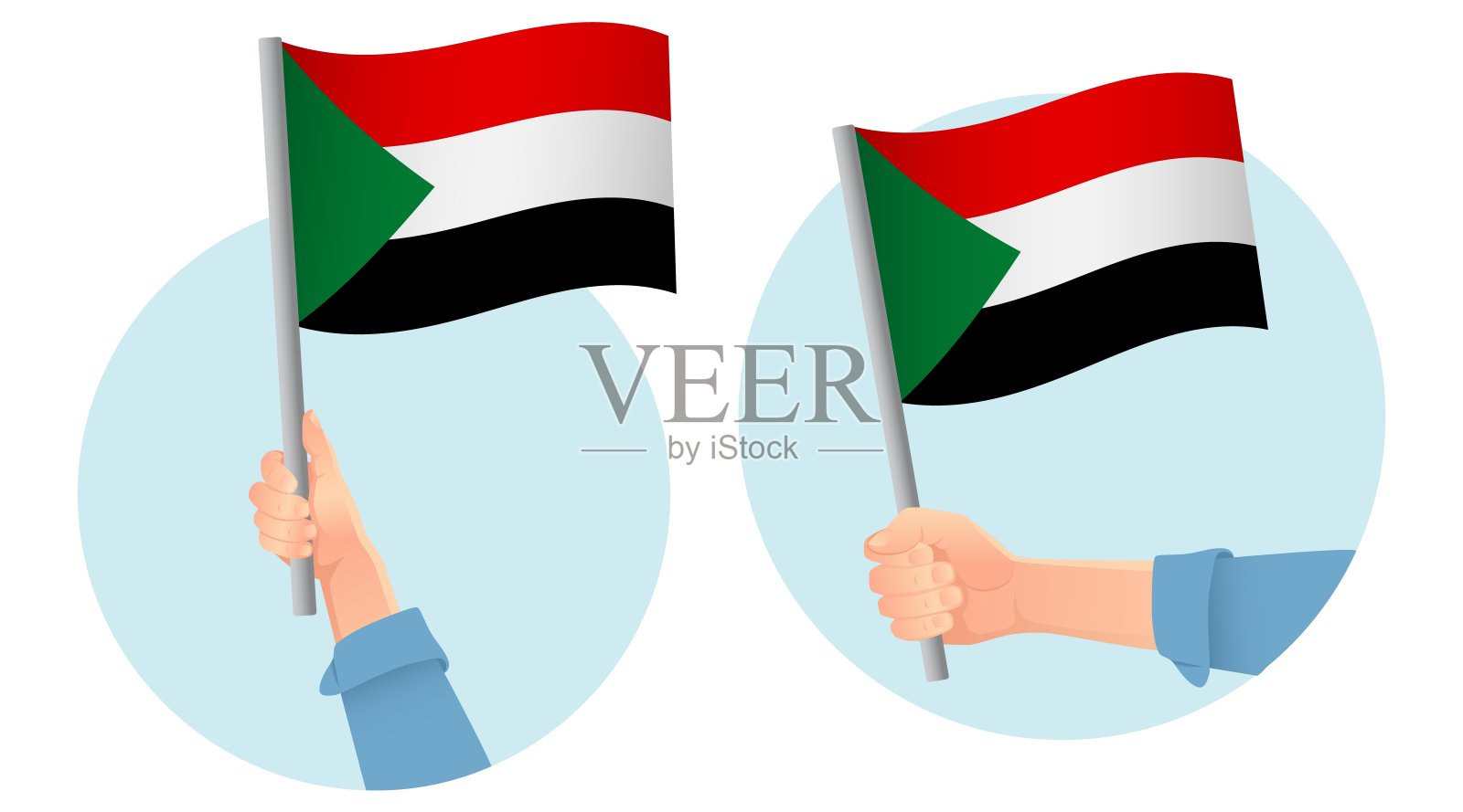 手握苏丹旗插画图片素材