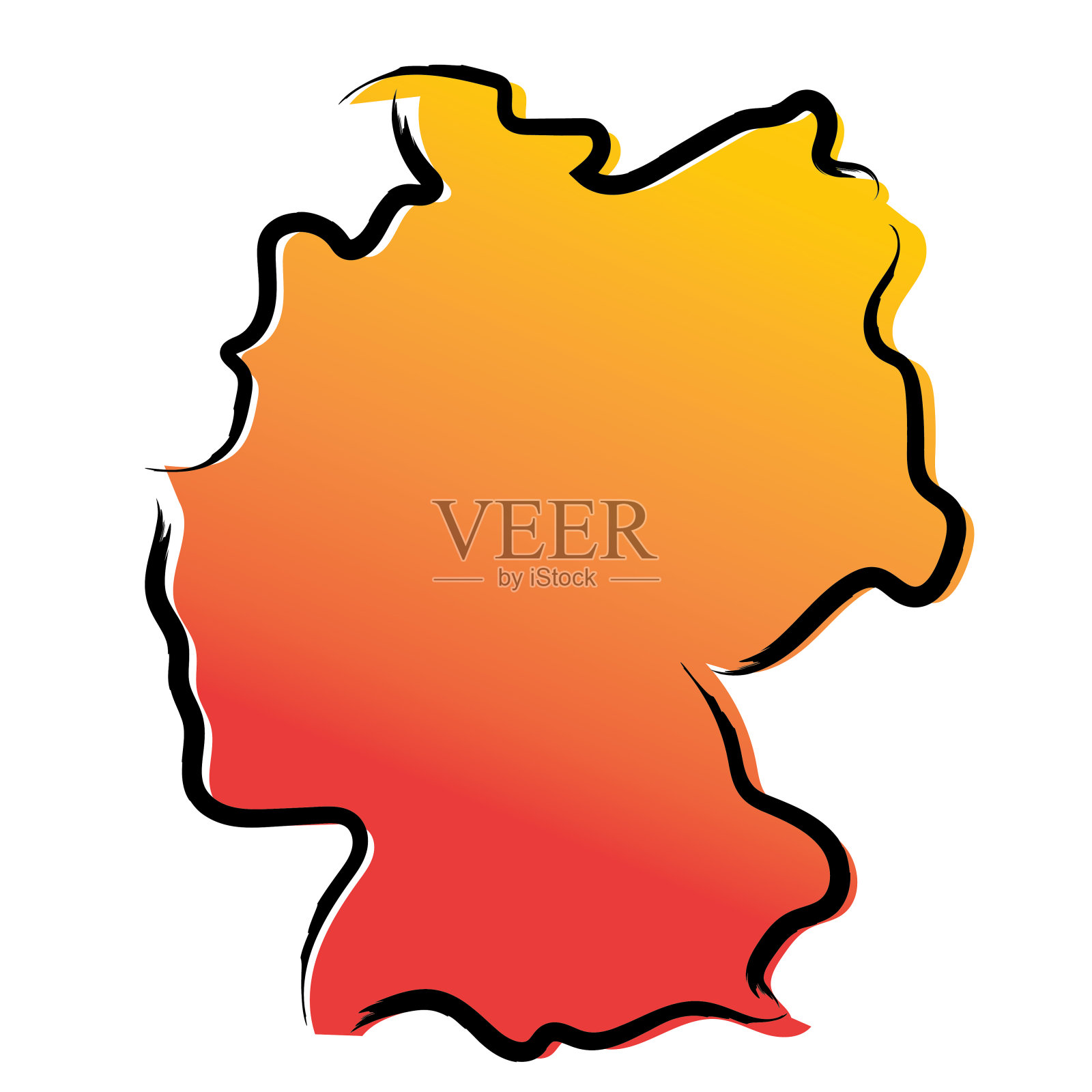 风格化的黄红色渐变示意图的德国插画图片素材