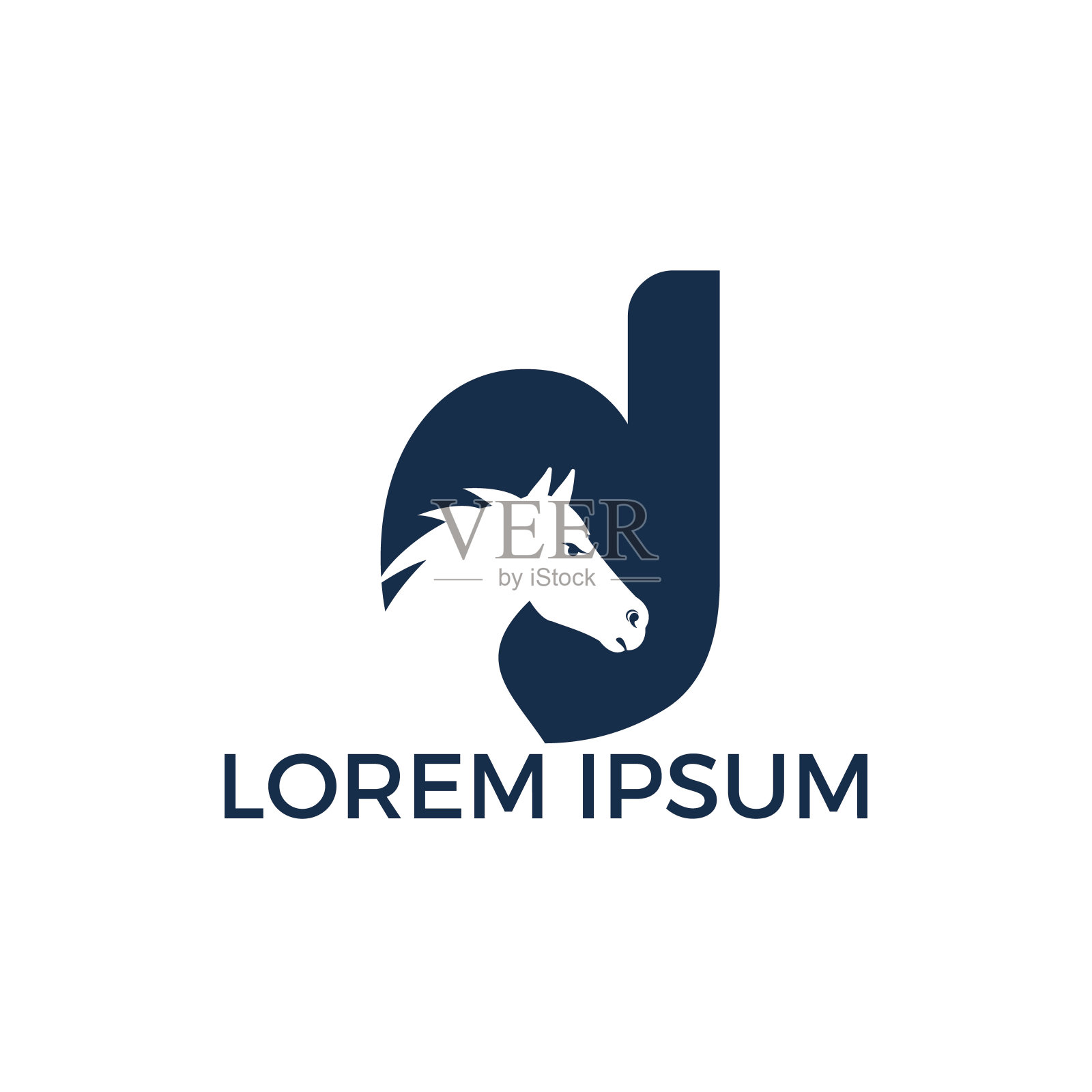 现代马和字母D标志设计。插画图片素材