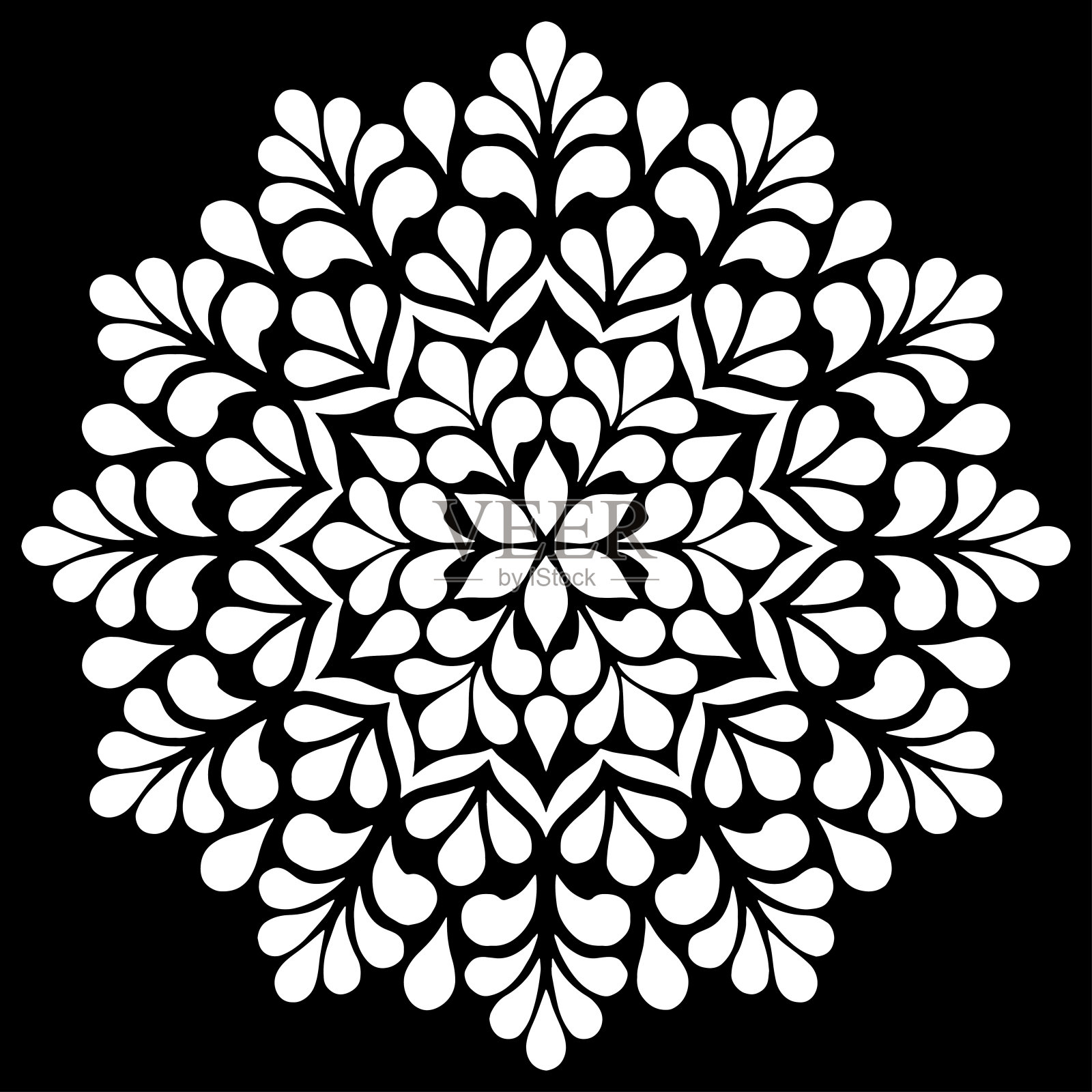 曼荼罗图案白色涂鸦素描插画图片素材