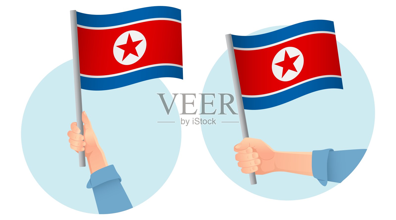 手里拿着朝鲜国旗设计元素图片