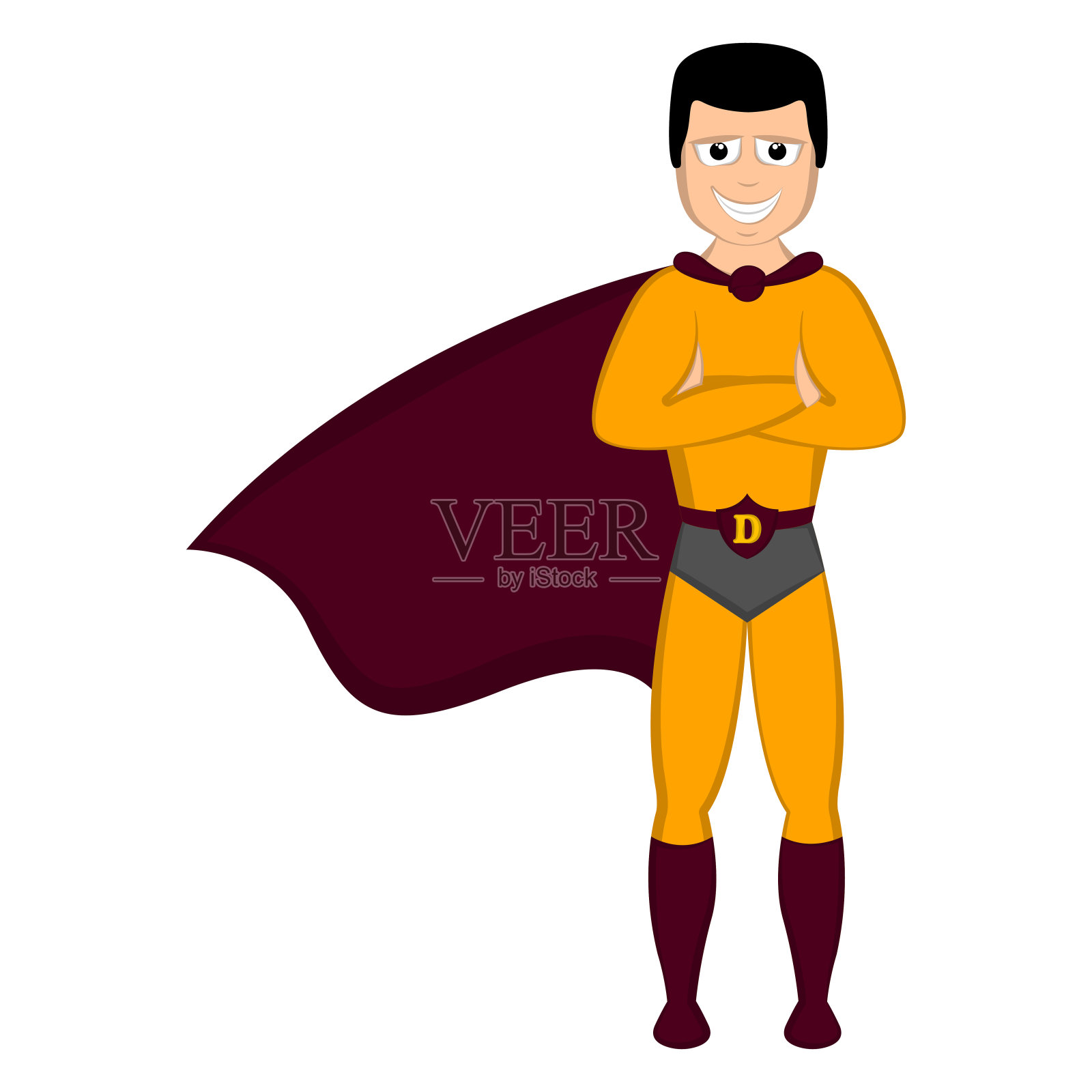 孤身一人，穿着英雄服装的超级老爸插画图片素材