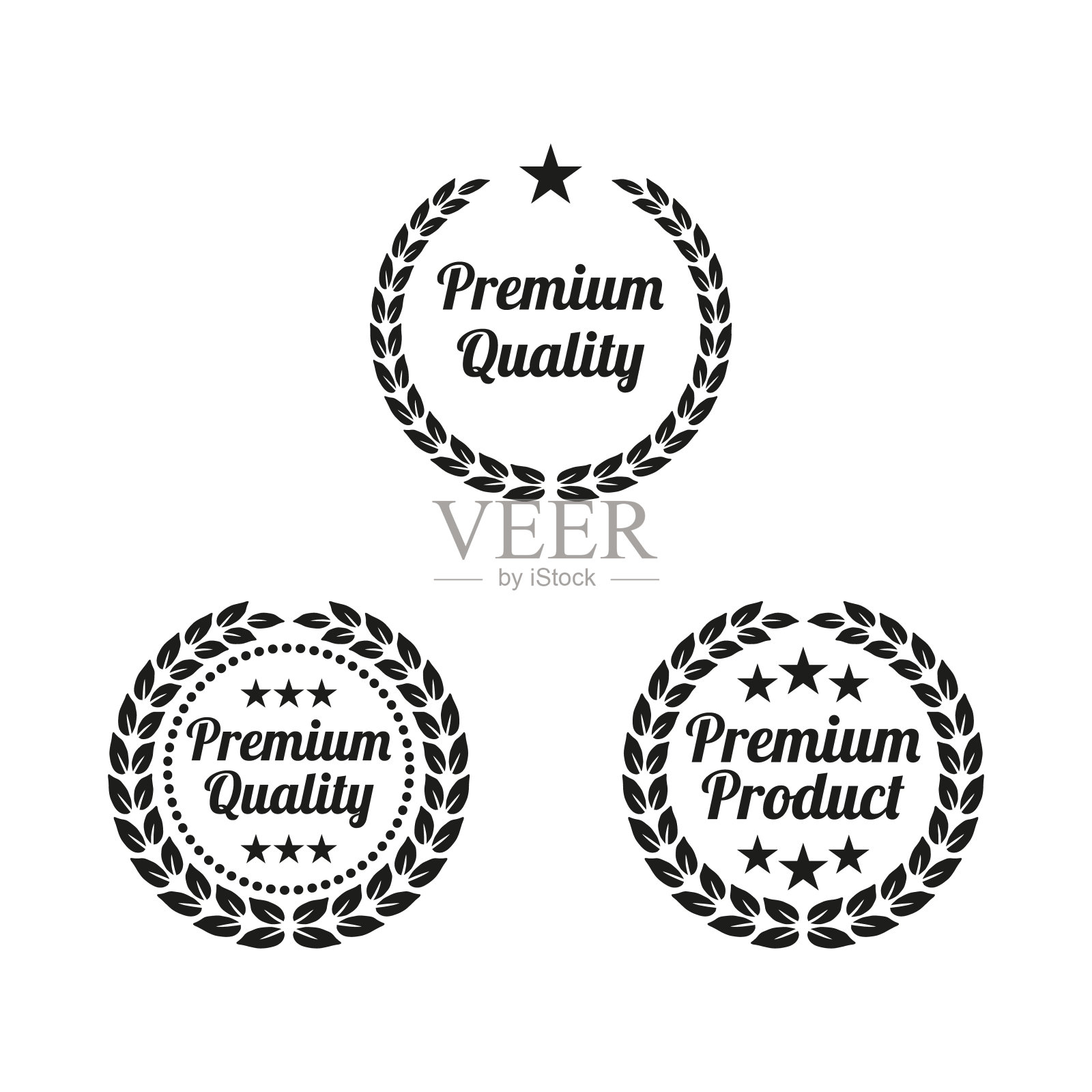 白色背景上的月桂花圈。设计元素图片