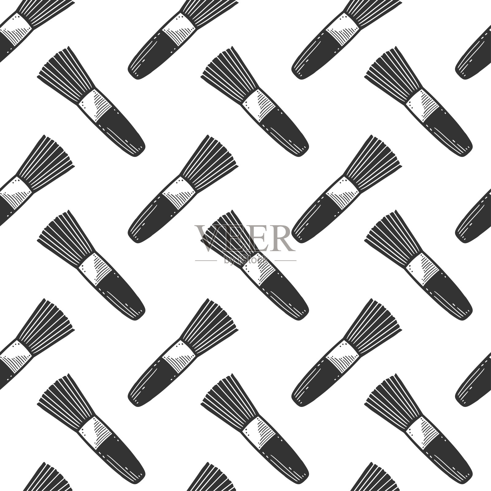 化妆刷。矢量概念在涂鸦和素描风格。手工绘制的插图印刷在t恤，明信片。插画图片素材