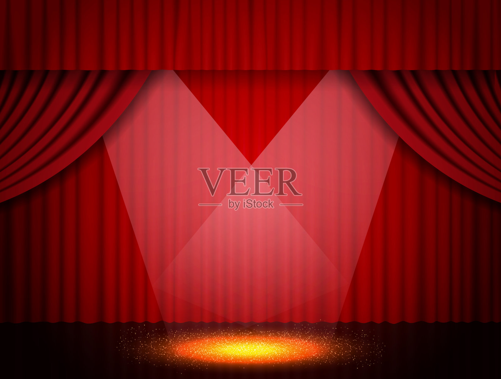 背景与红色剧院窗帘插画图片素材