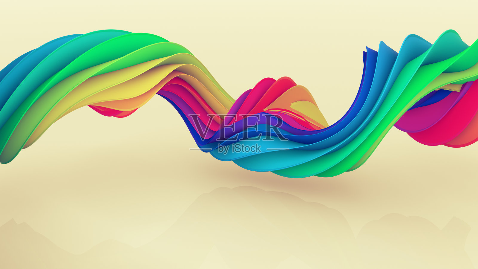 彩色扭曲螺旋形状3D渲染照片摄影图片