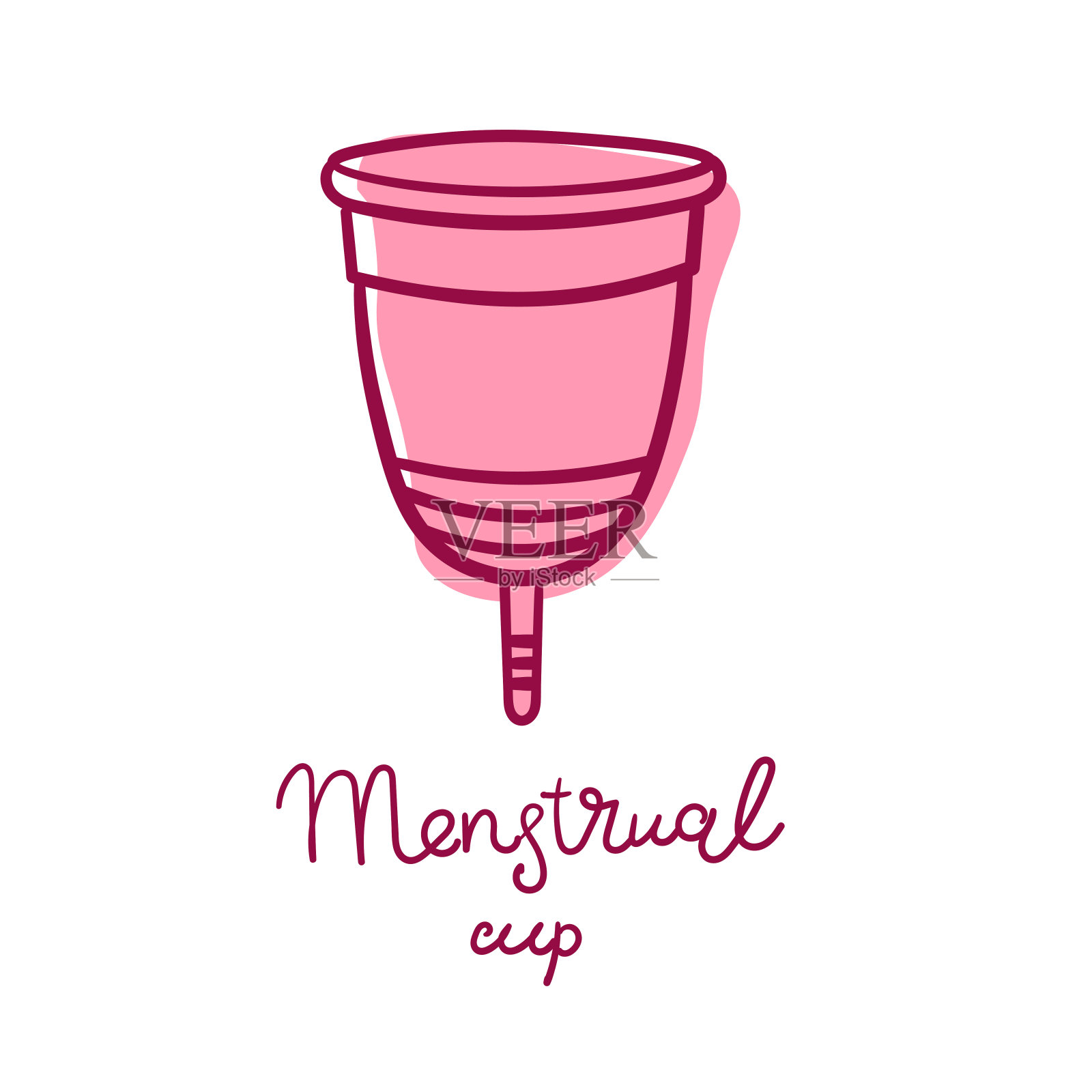 月经杯——女性卫生用品，用于女性月经期间和经期采血的装置，用于女性阴道内。矢量平面和卡通插图插画图片素材