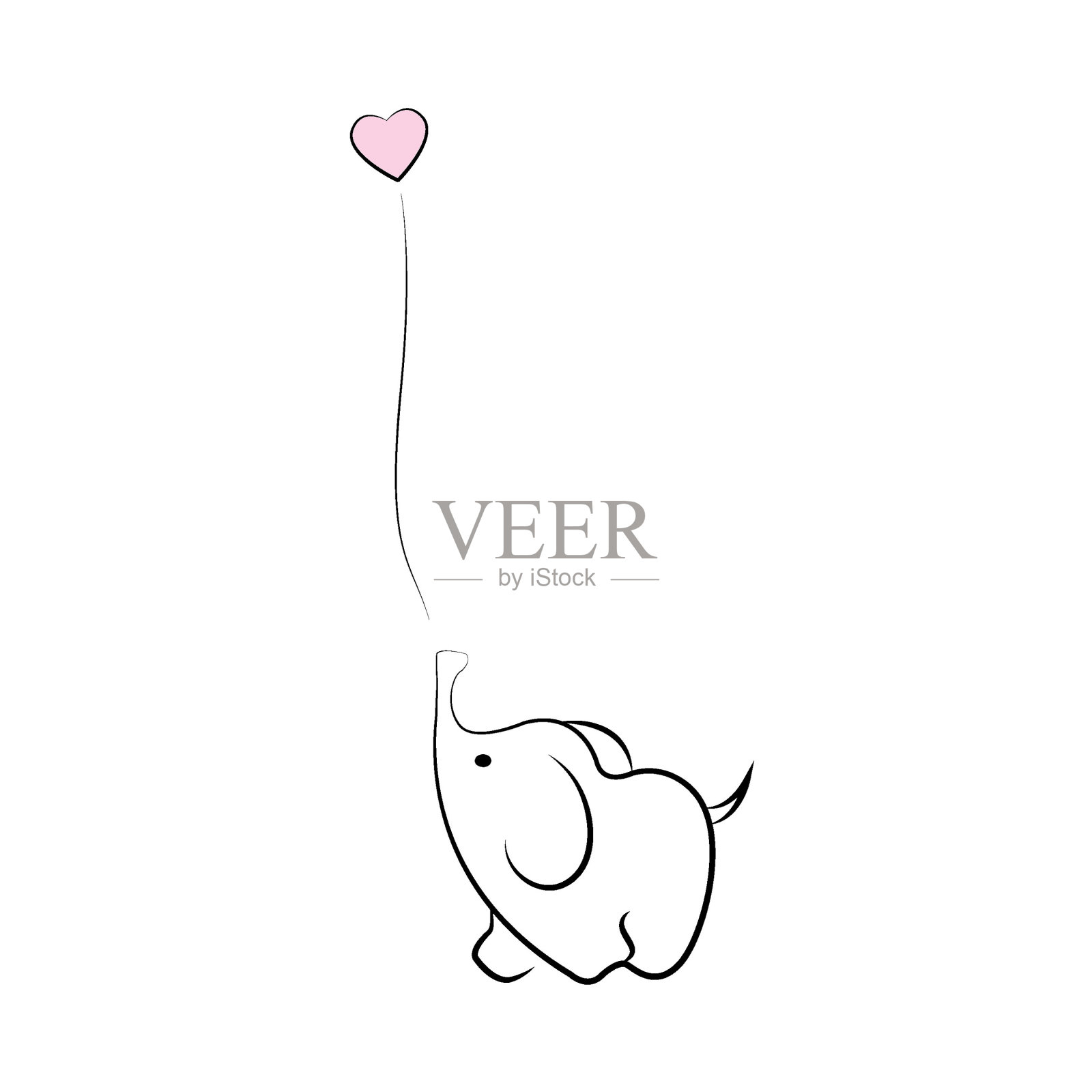 小象拿着自闭症意识符号的心形气球矢量图插画图片素材