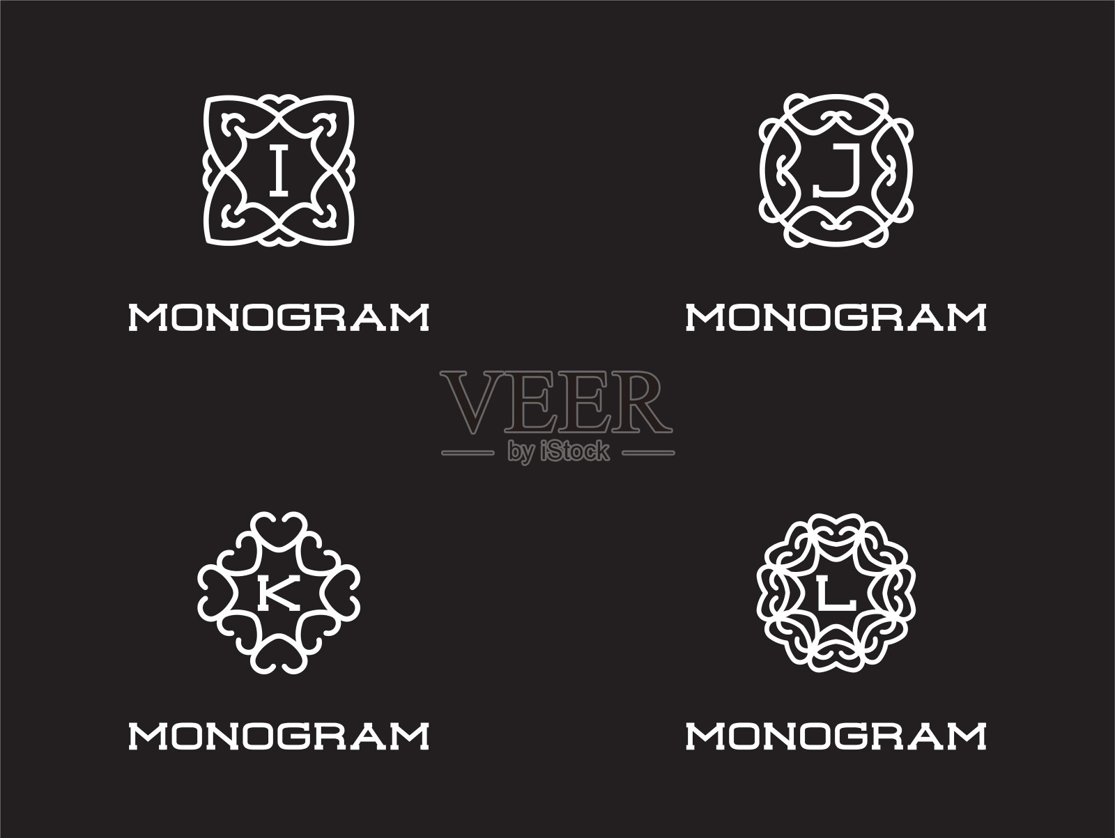 一套紧凑的字母图案设计模板与字母。矢量插图溢价优雅的质量。插画图片素材