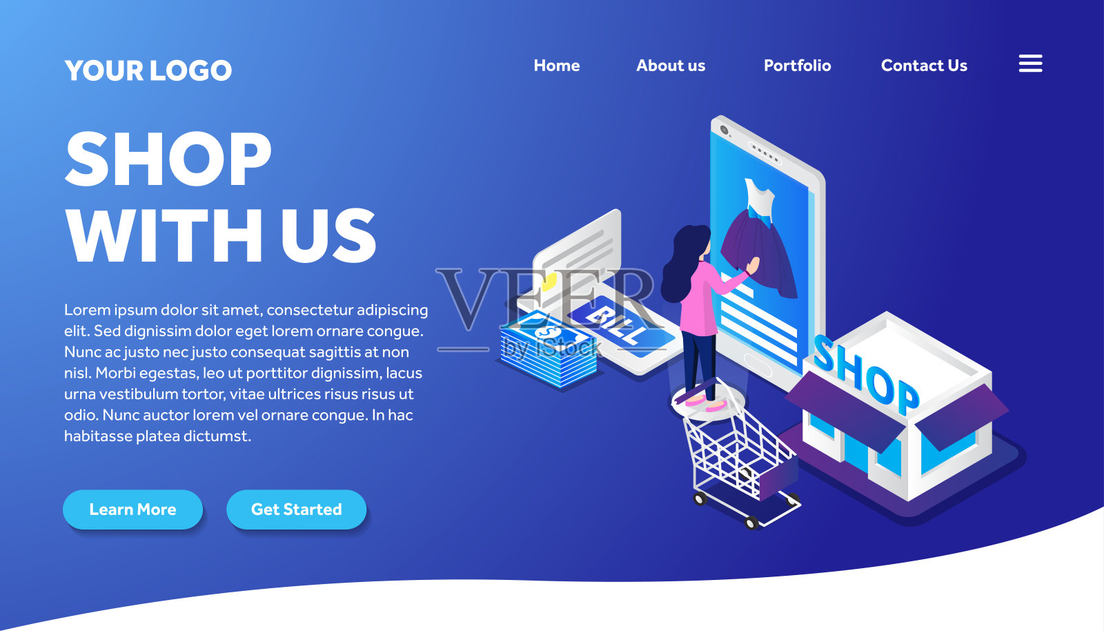 网上购物等距创意插画矢量图，人们在网上购物等距插画矢量图，网上购物等距矢量图为网站登陆页面模板设计模板素材