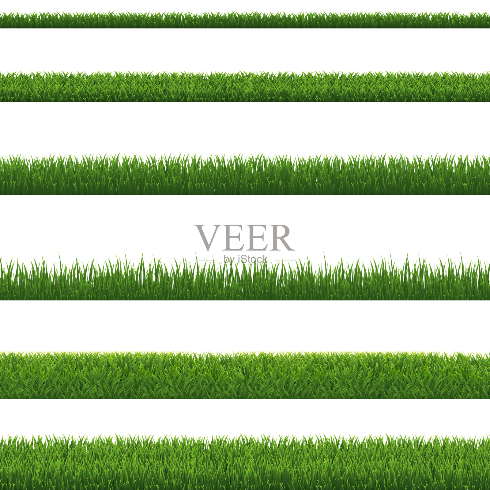 绿草边框和白色背景插画图片素材