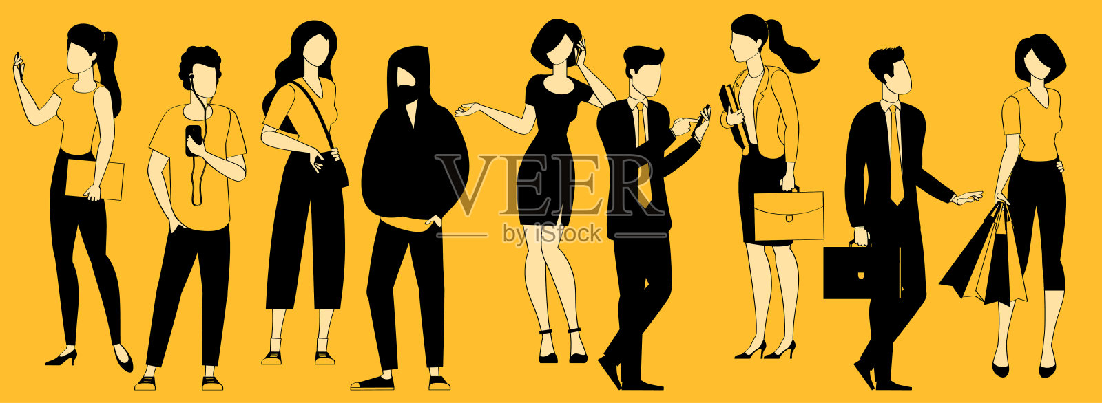 油墨图形字符集。插画图片素材