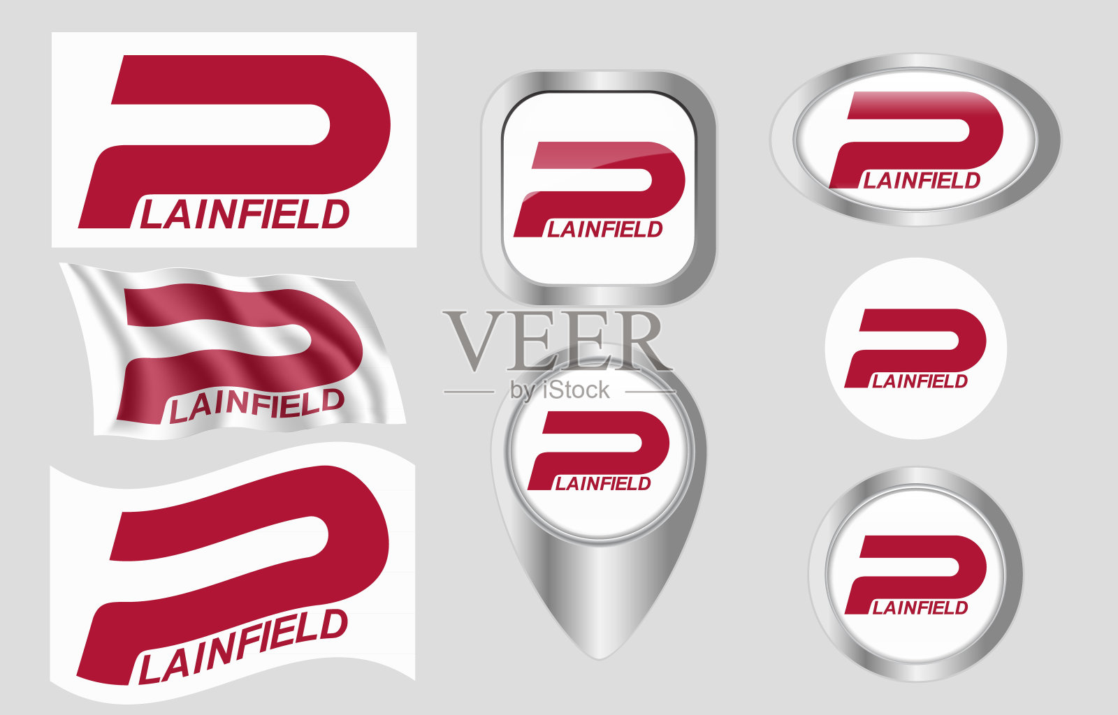 印第安纳州的普莱恩菲尔德旗插画图片素材