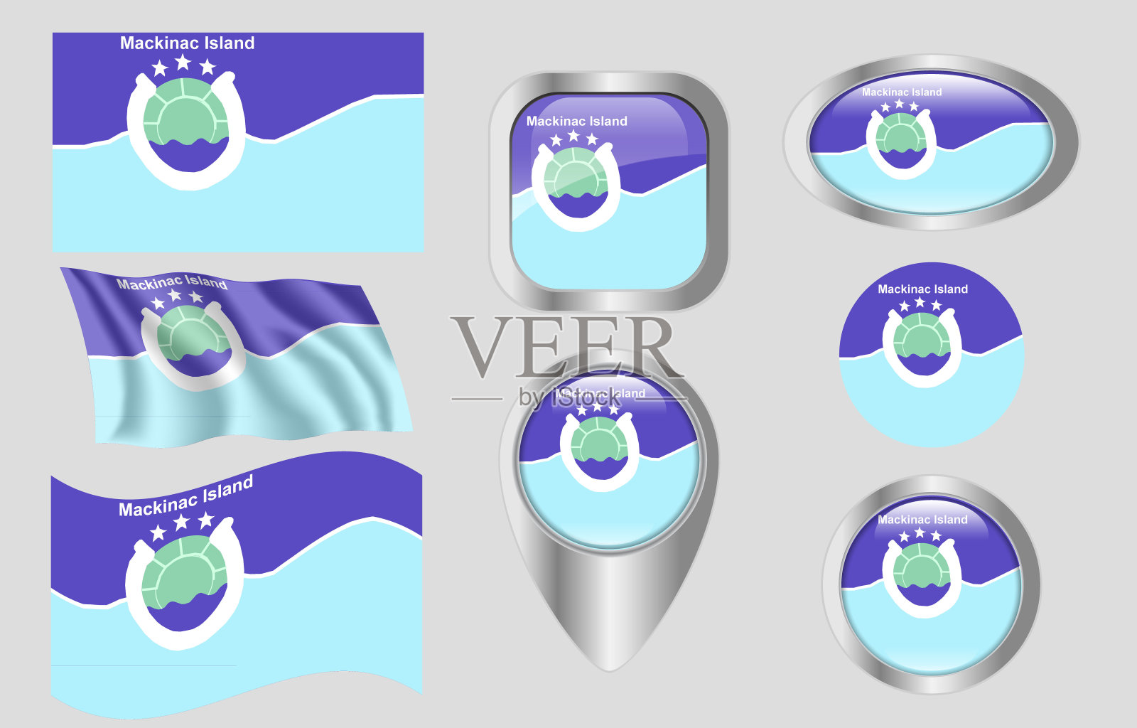 密歇根州麦基诺岛的旗帜插画图片素材