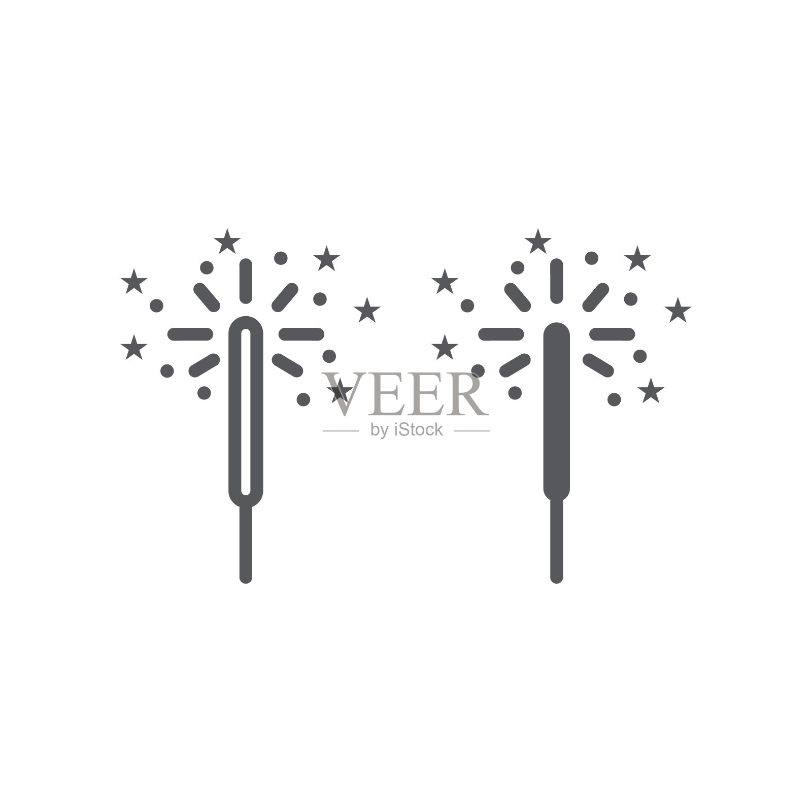 火花线和雕文图标，庆祝和派对，孟加拉光标志，矢量图形，白色背景上的线性模式。插画图片素材