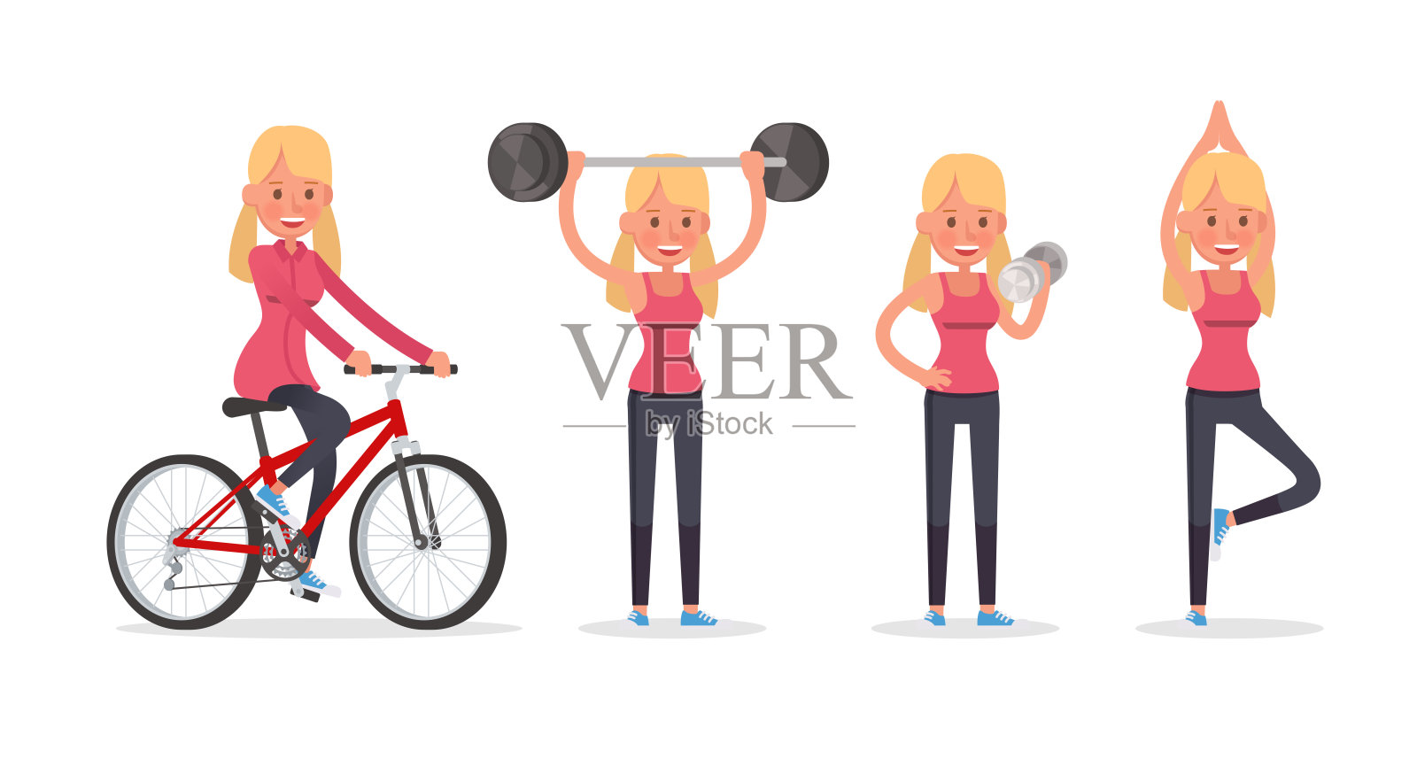 十几岁的女孩做练习字符矢量设计插画图片素材