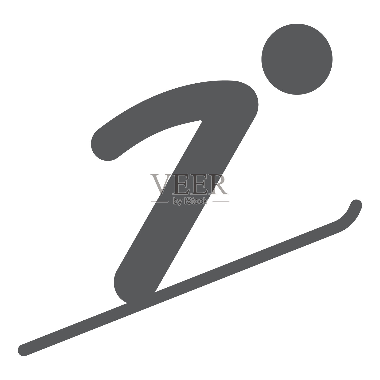 天空跳跃字形图标，运动和冬季，跳跃与滑雪标志，矢量图形，白色背景上的一个固体图案。图标素材