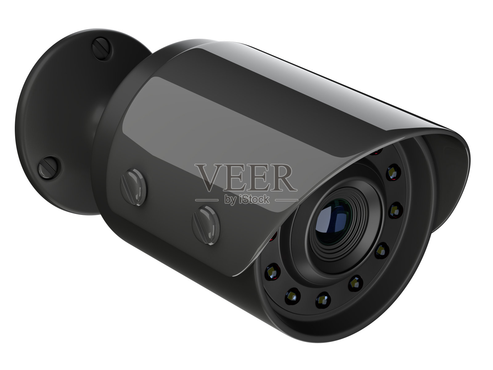 黑色无线安全监控摄像头。照片摄影图片