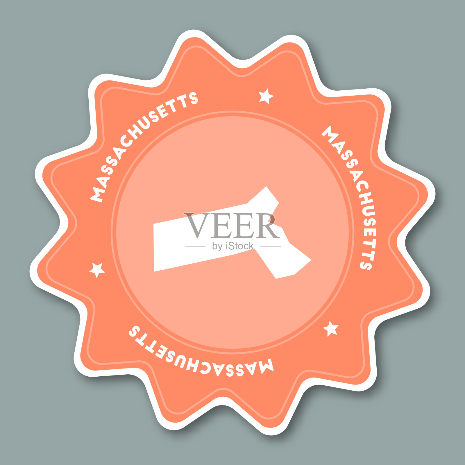 马萨诸塞州地图贴纸时髦的颜色。设计元素图片
