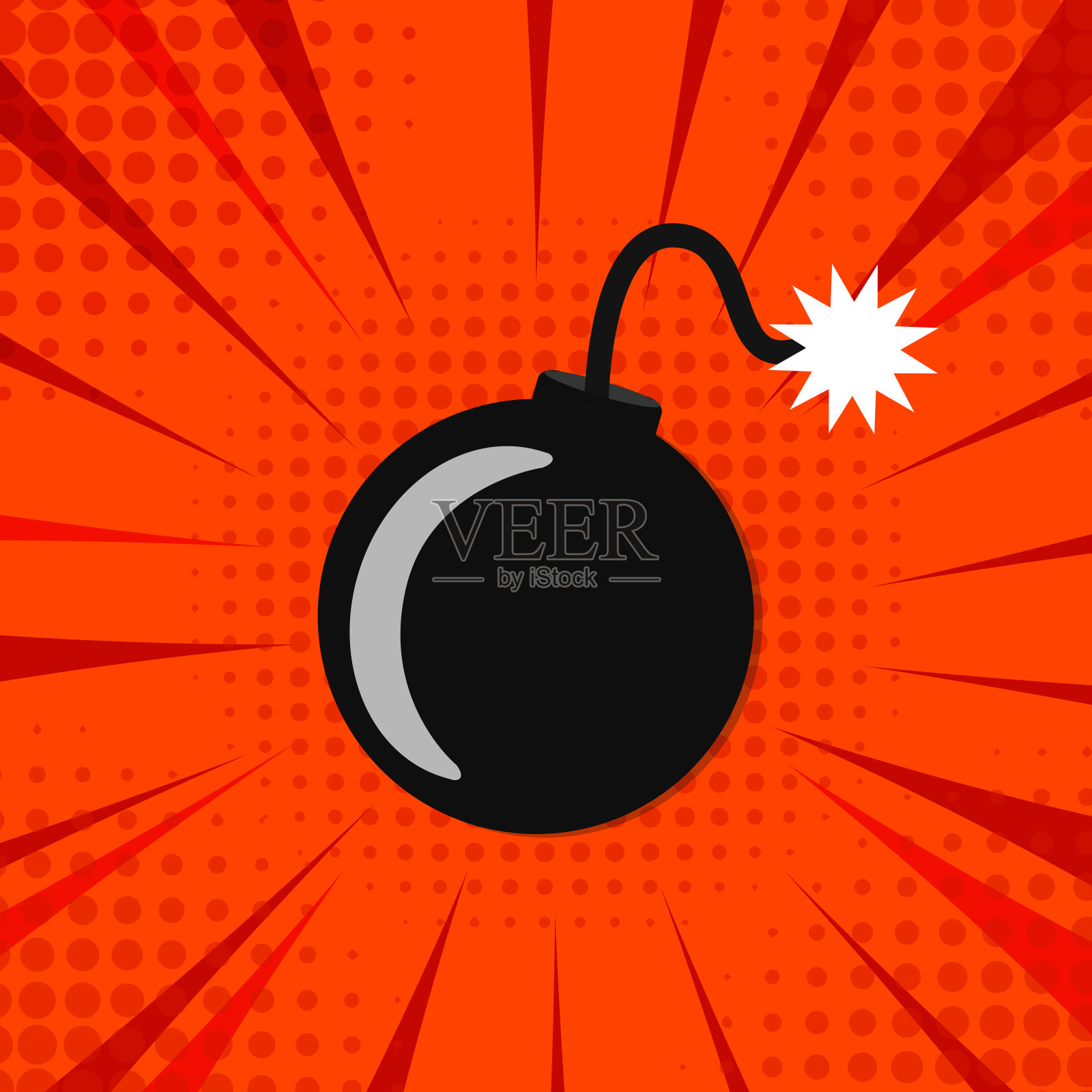 卡通炸弹背景和爆炸光矢量-插图设计元素图片