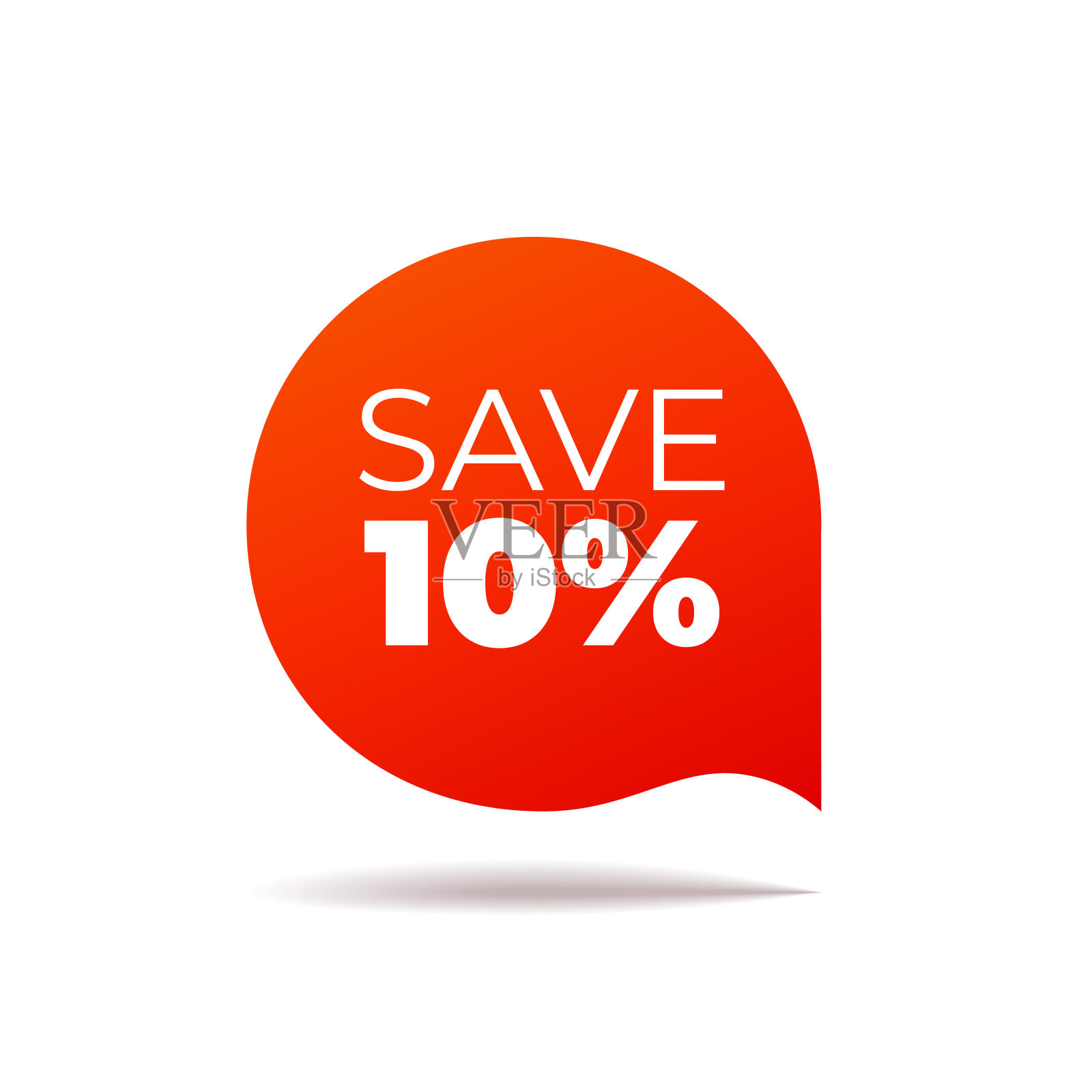 红色矢量旗帜讲话气泡在白色背景，节省10%设计元素图片