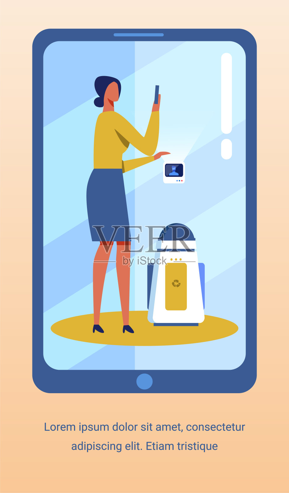 女人使用遥控智能小玩意横幅插画图片素材