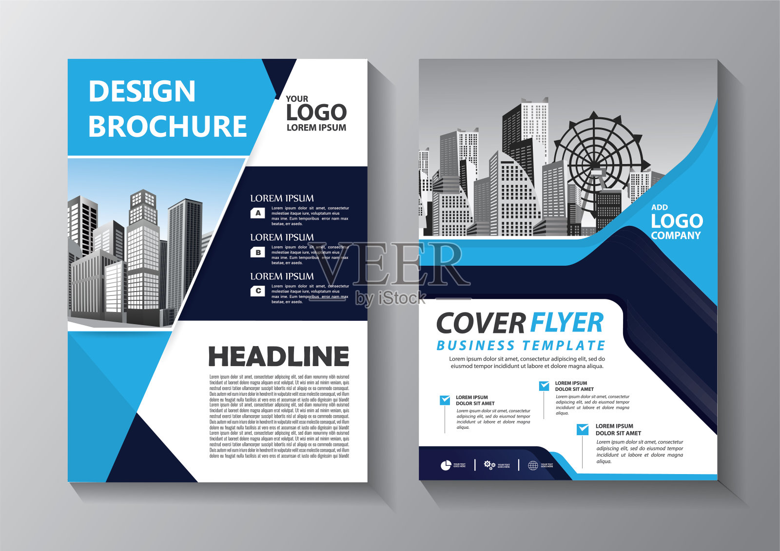 业务抽象向量模板。宣传册设计，封面现代布局，年度报告，海报，传单在A4彩色三角形，几何形状的技术，科学，市场与光背景插画图片素材