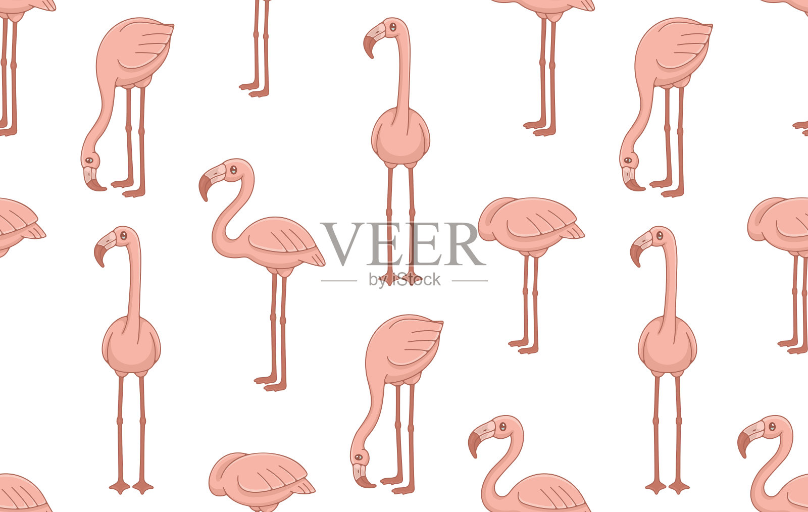 无缝模式与粉红色火烈鸟插画图片素材