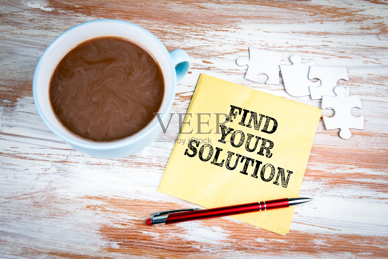 找到你的解决方案。餐巾上的文字照片摄影图片