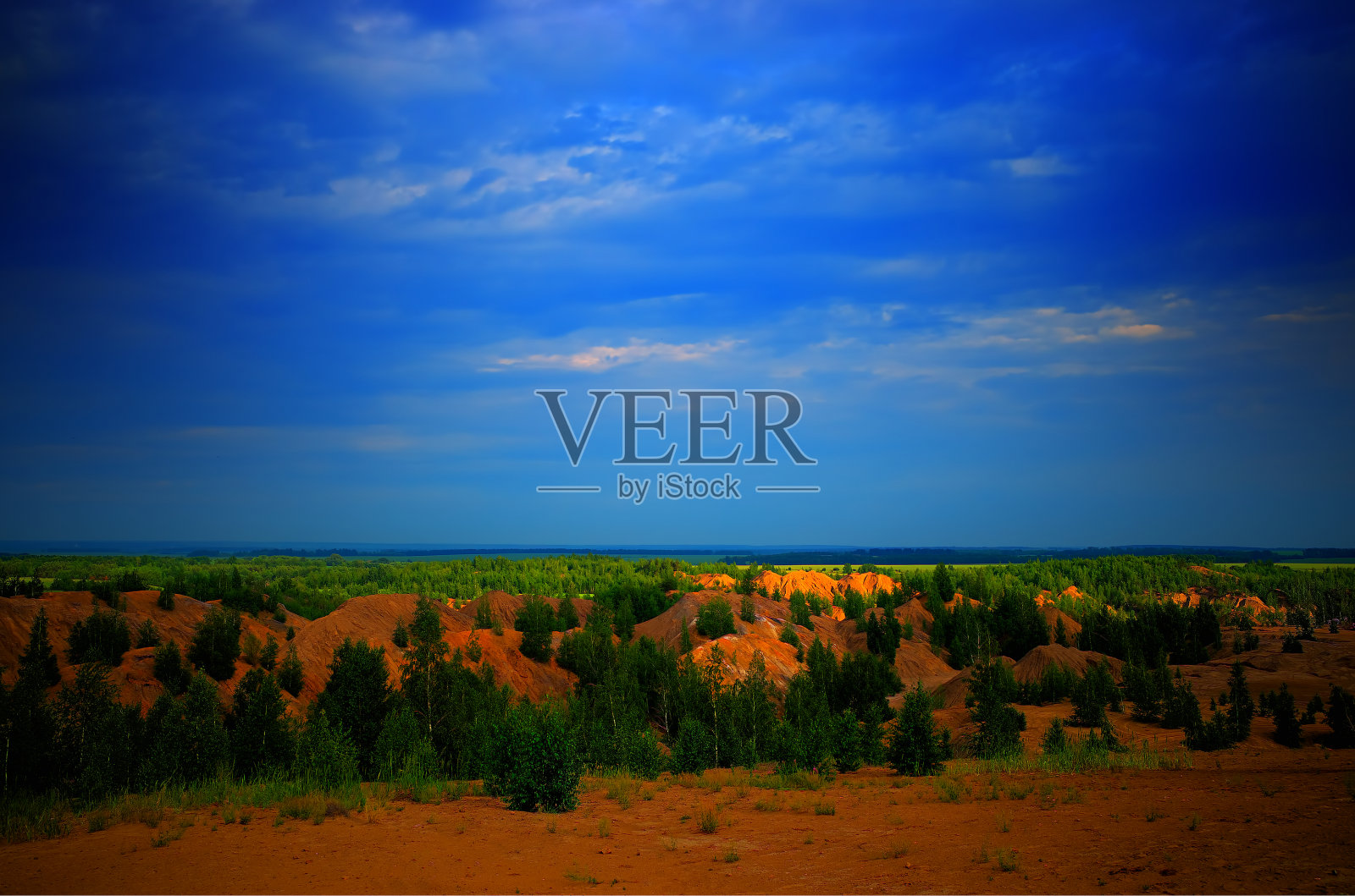 沙山与绿树景观背景高清照片摄影图片