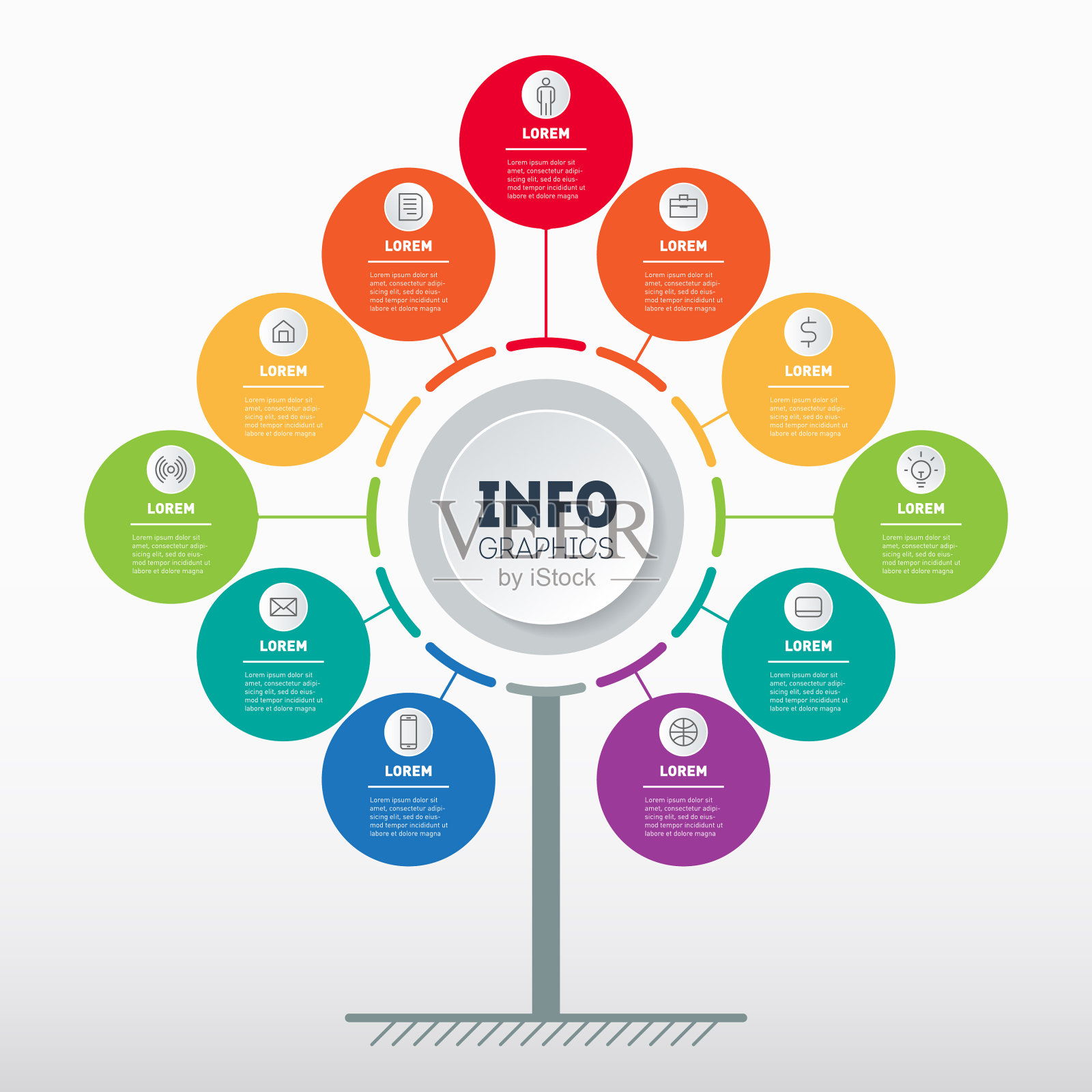 具有11个选项的业务表示或信息图概念。网络树模板，信息图或图表。矢量信息图形的技术或教育过程与11个步骤。插画图片素材