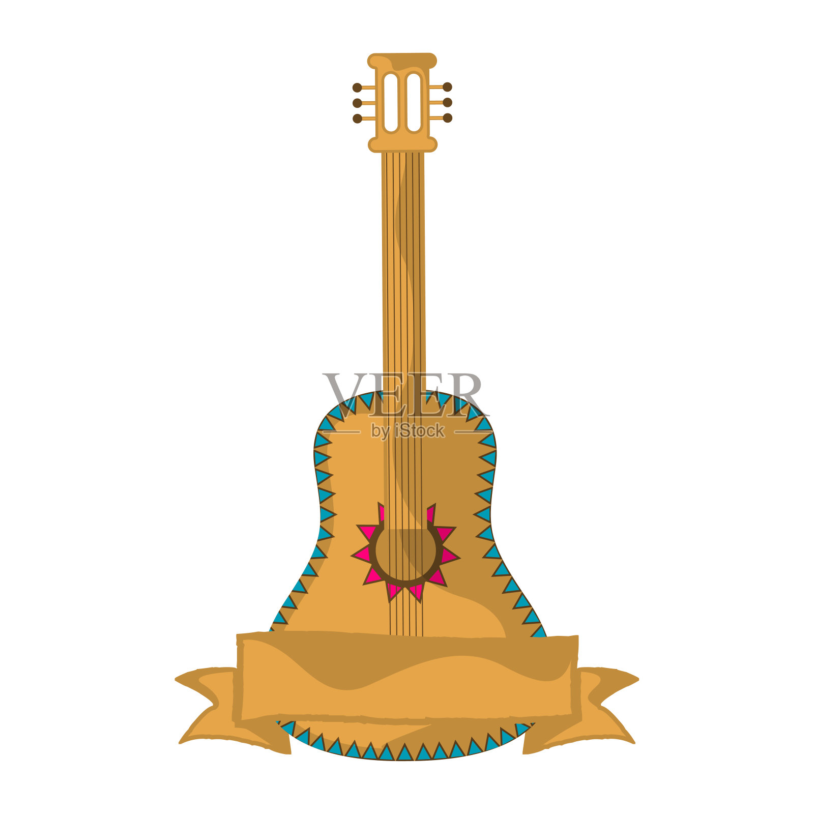 一个空横幅的墨西哥吉他插画图片素材