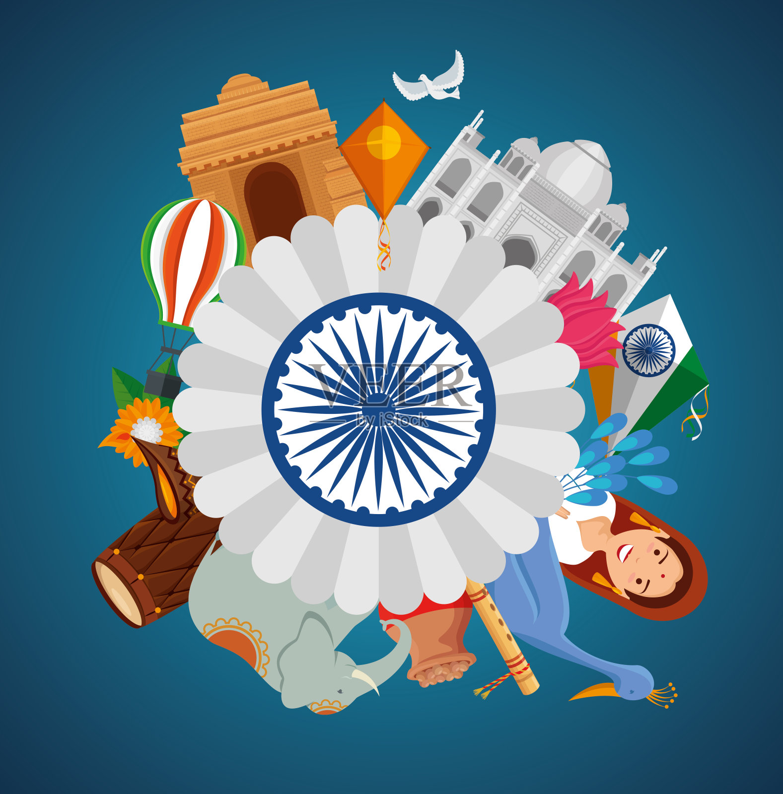 印度海报节日庆祝和装饰插画图片素材