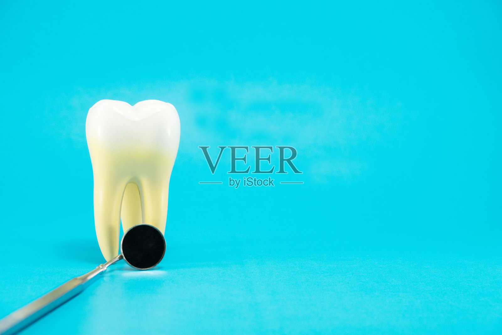 牙科工具和牙齿解剖。照片摄影图片