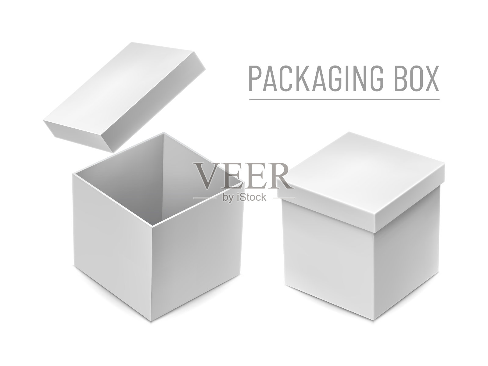 打开纸板箱模型插画图片素材