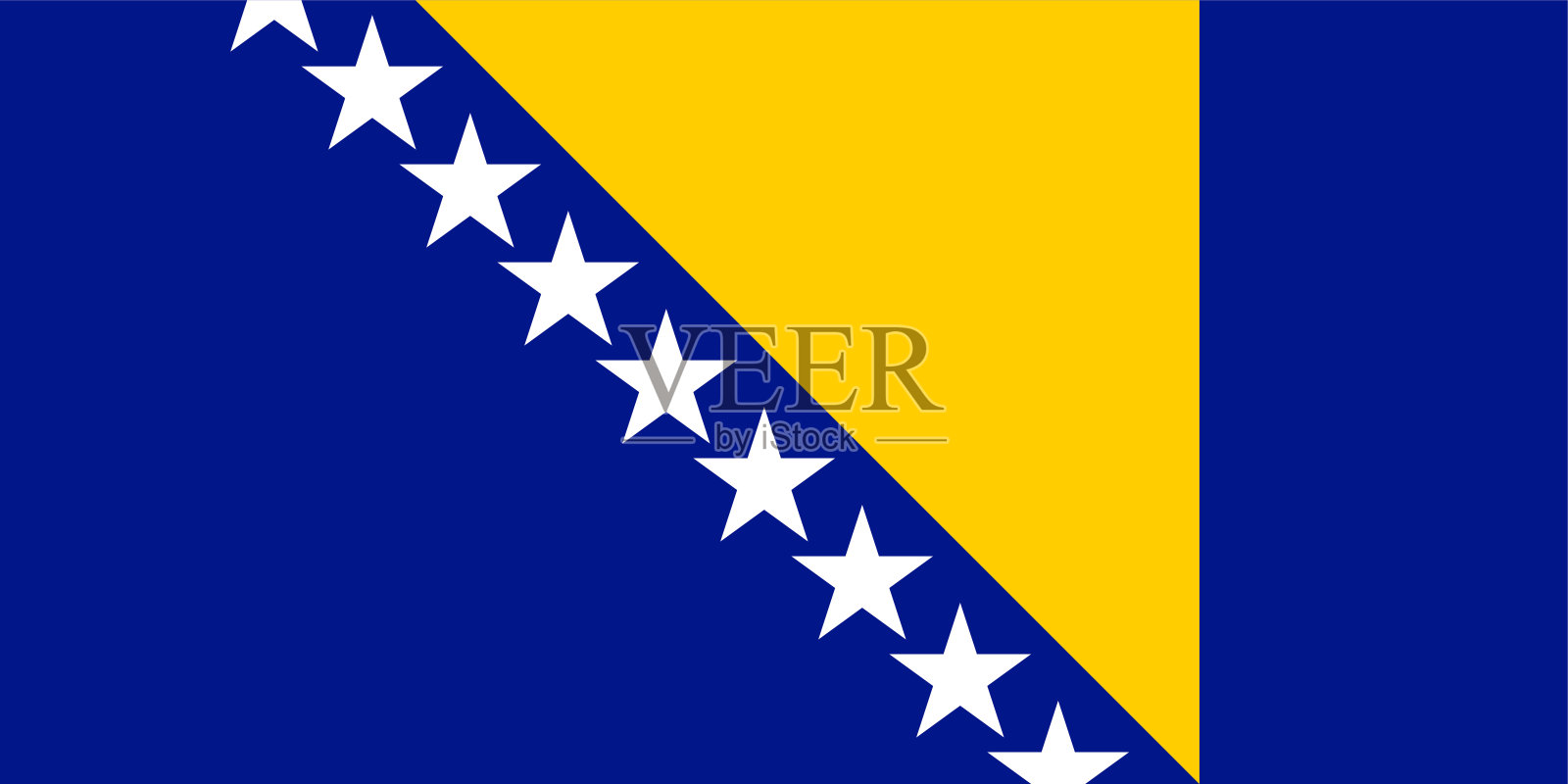 波斯尼亚-黑塞哥维那矢量旗。比例为1:2。波斯尼亚-黑塞哥维那国旗。插画图片素材