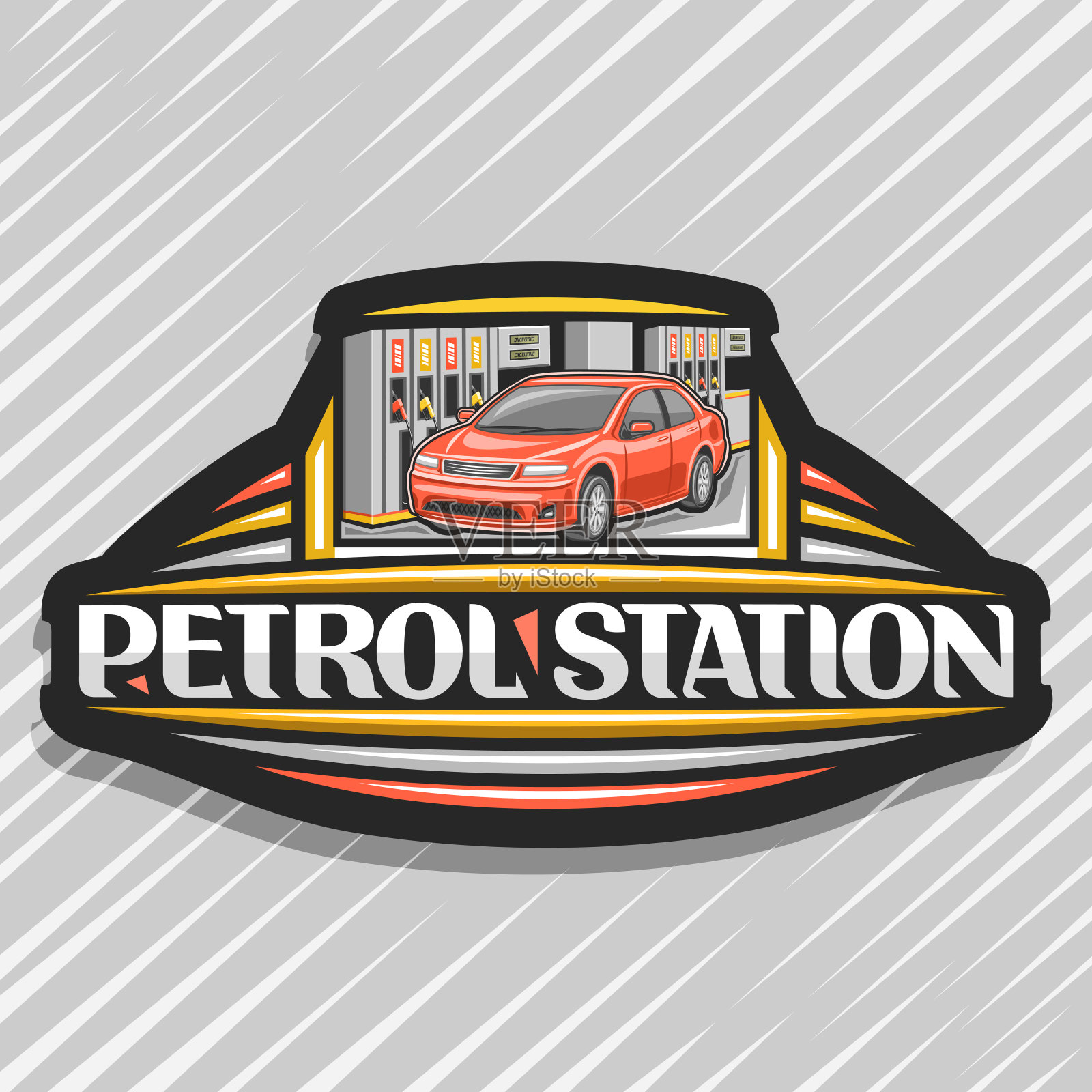 指向加油站的矢量标志插画图片素材