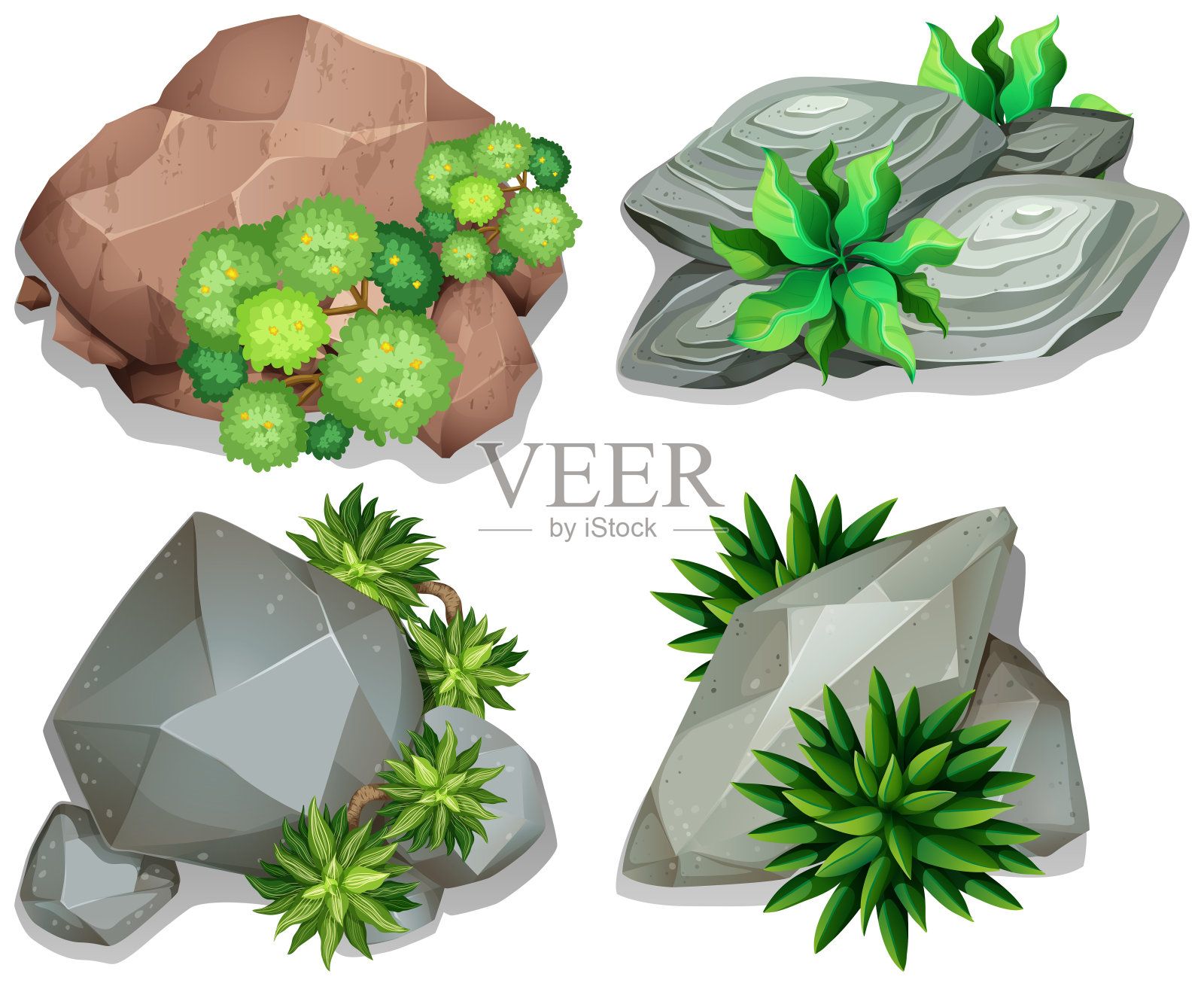 一组不同的岩石插画图片素材