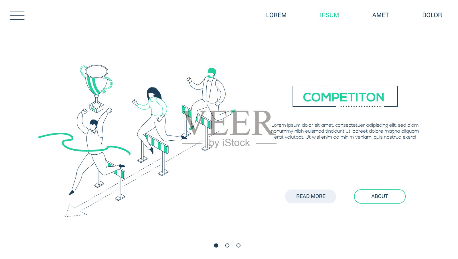 商业竞争线设计风格等距网横幅插画图片素材