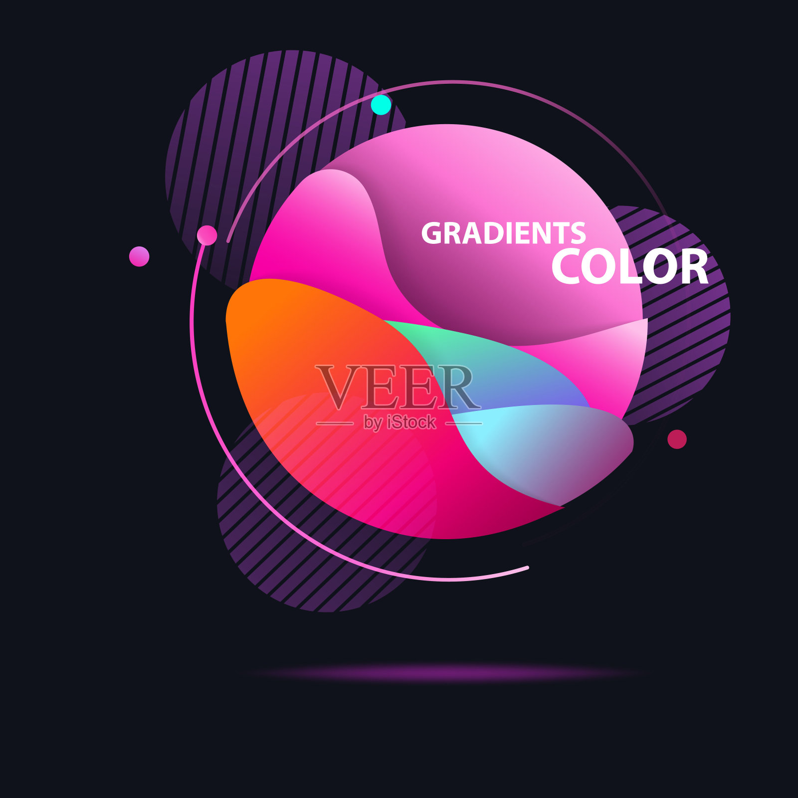 抽象的彩色圆圈。渐变球体为红色，橙色插画图片素材