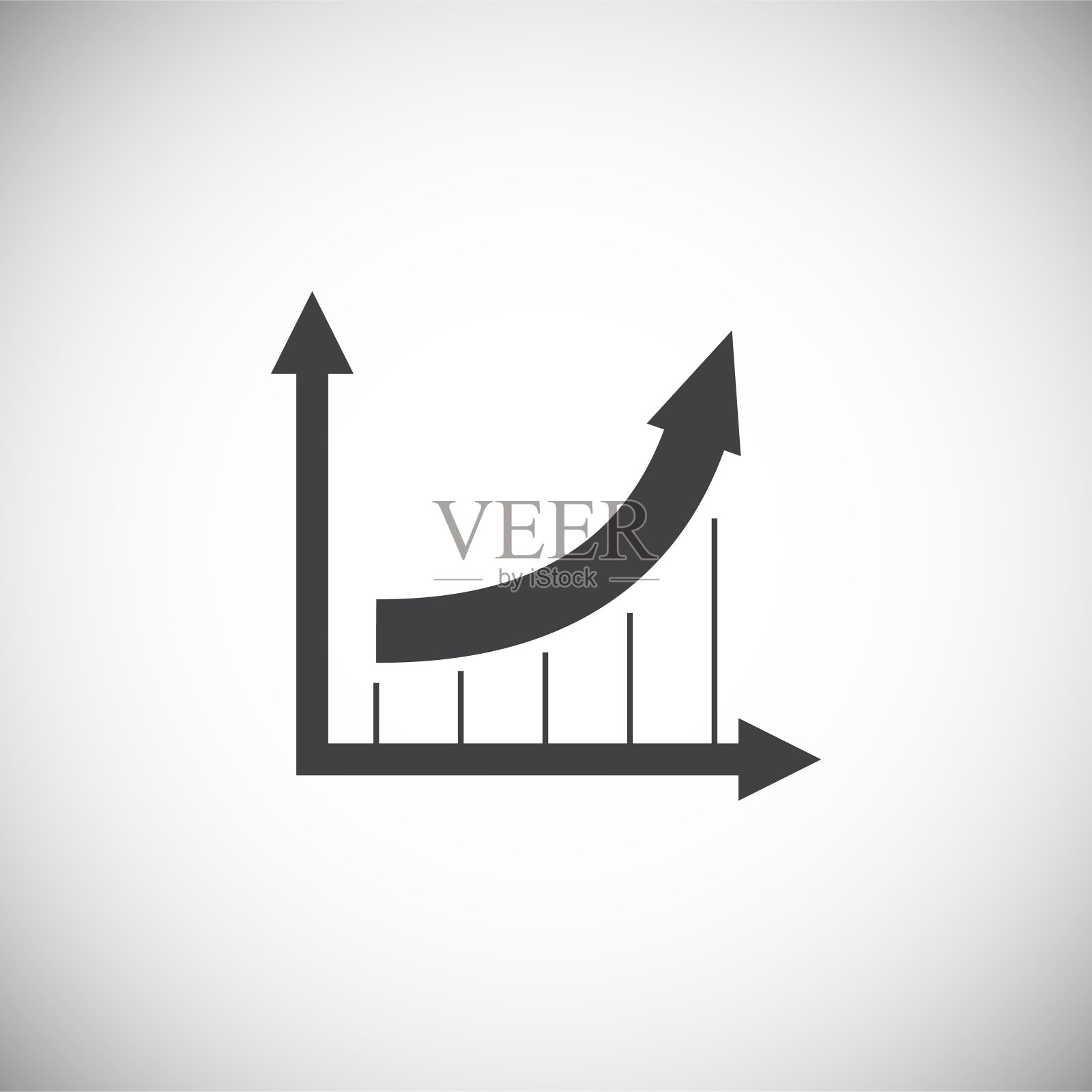 在图形和网页设计的背景上增长图表图标。简单的说明。网站按钮或手机应用的互联网概念符号。图标素材