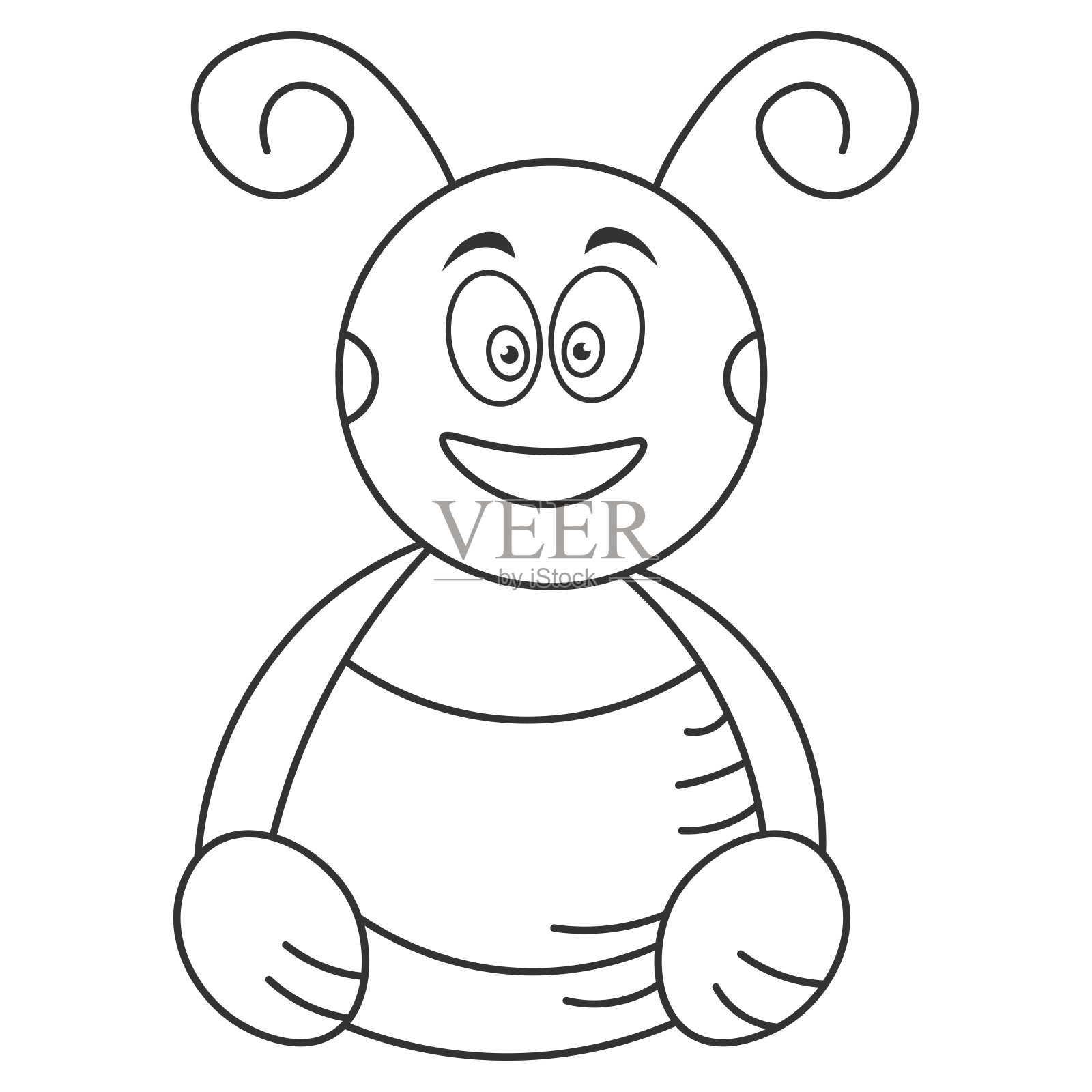 卡通大黄蜂坐在地板上。设计元素图片