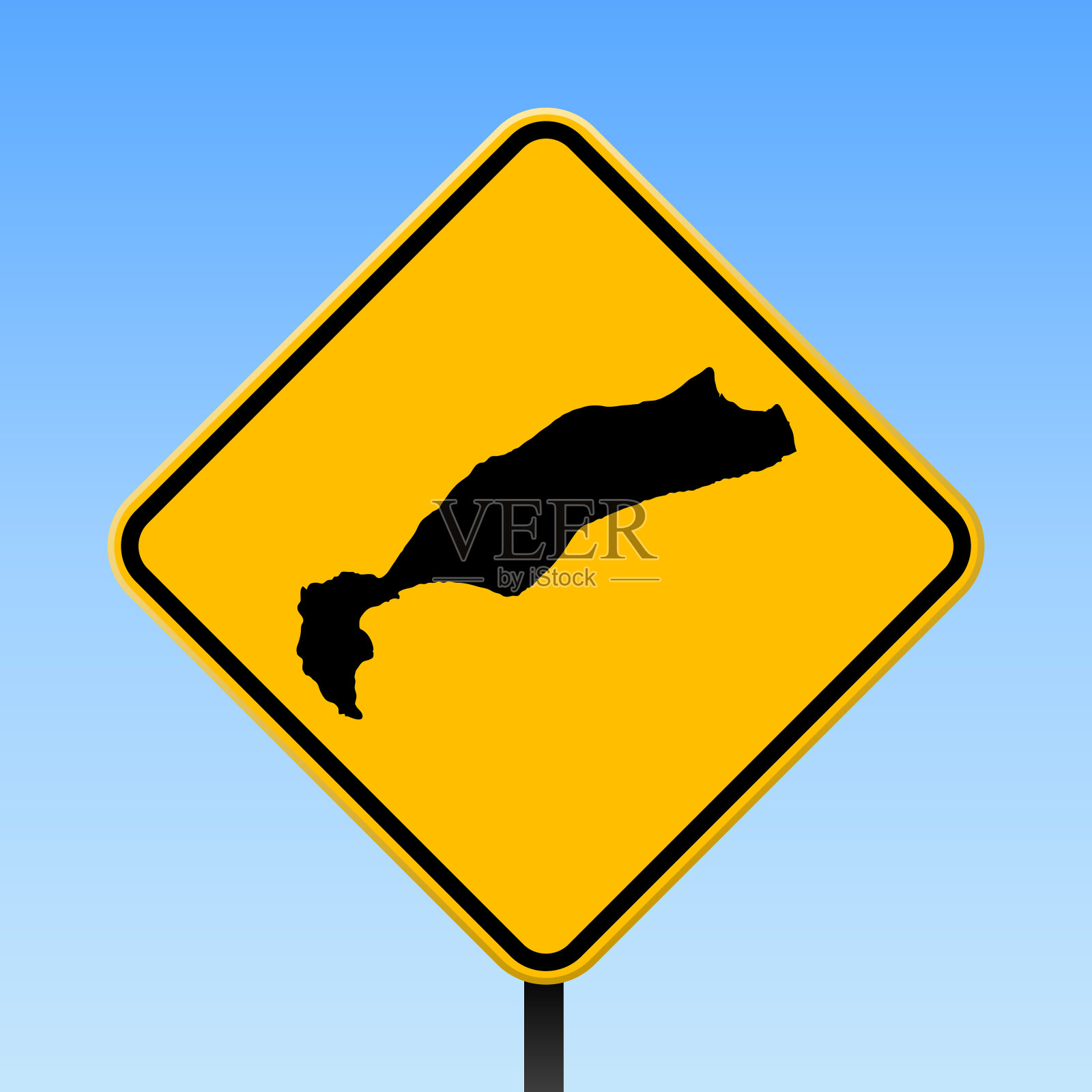 路标上的科斯地图。插画图片素材