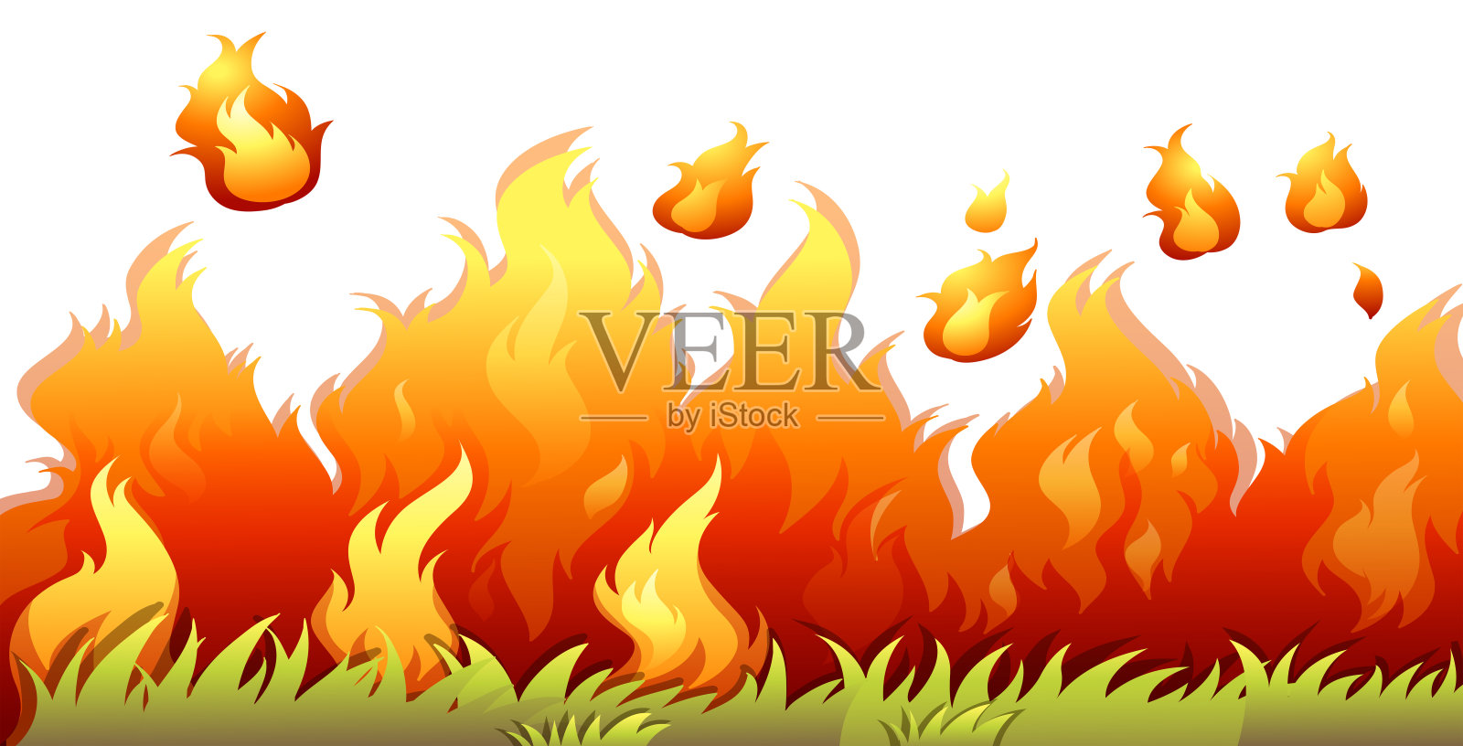 白色背景下的一场孤立的丛林大火设计元素图片