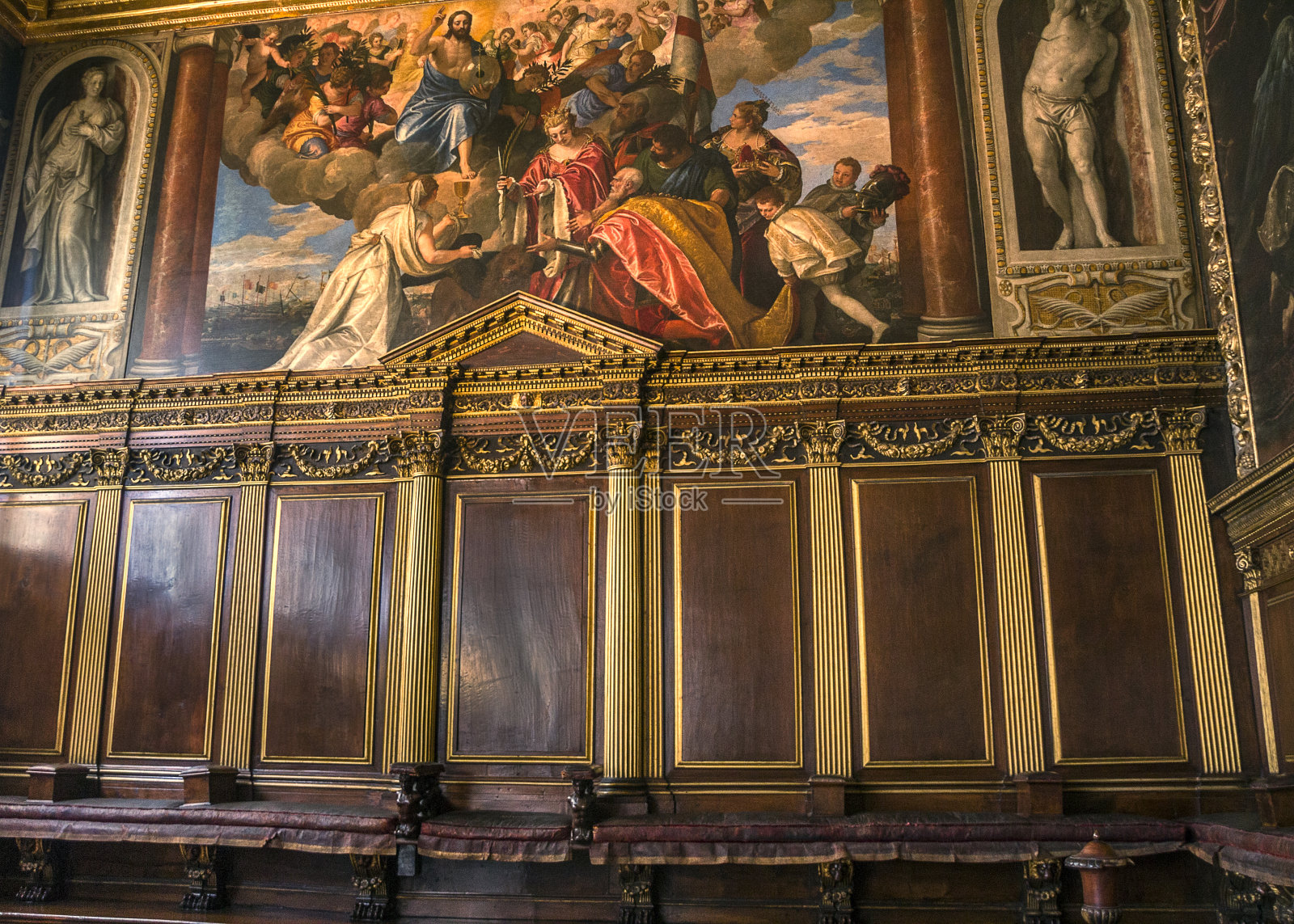 威尼斯。总督的宫殿，学院的大厅照片摄影图片