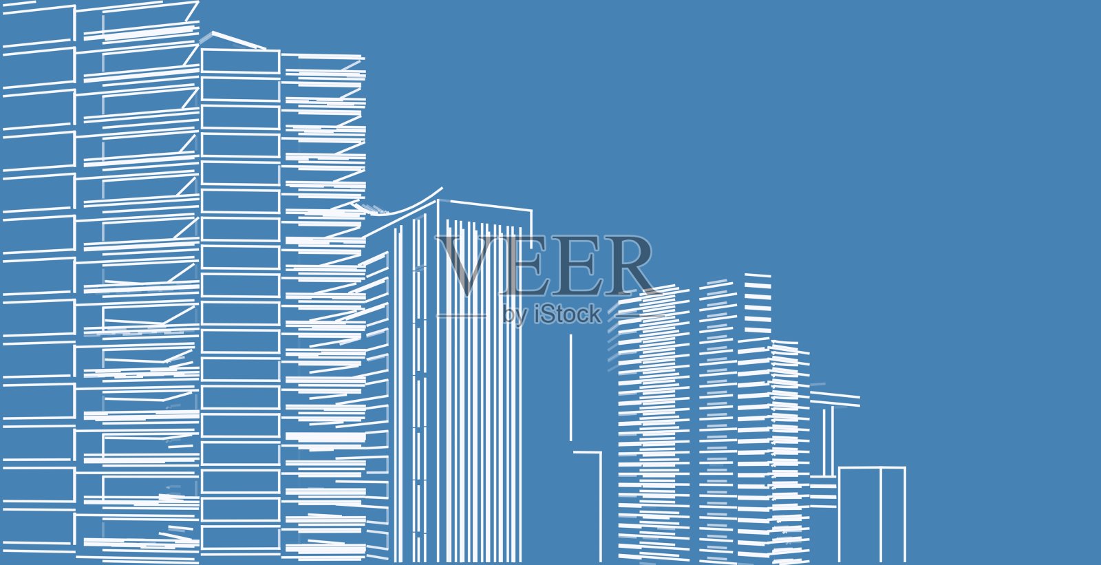 3D插图建筑透视线。照片摄影图片