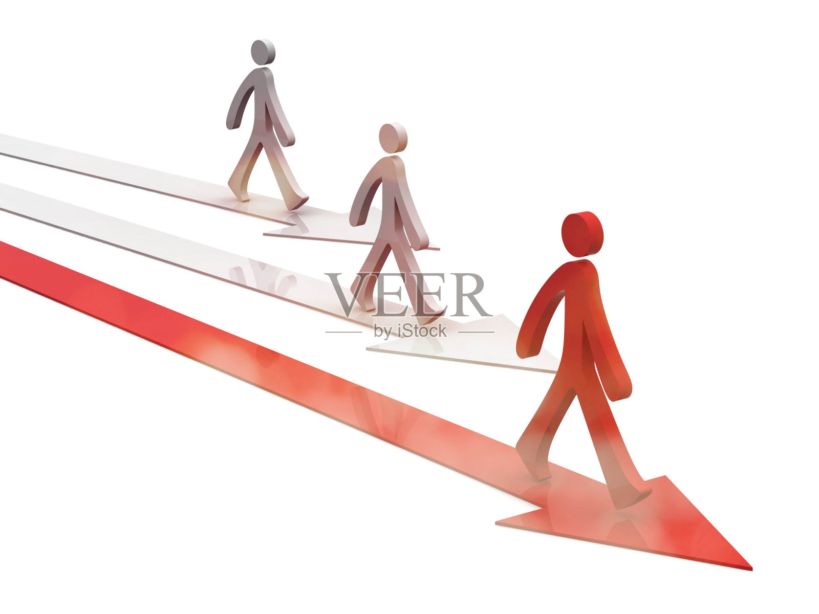 领导在箭头上移动的3d团队。领导概念。3d插图照片摄影图片