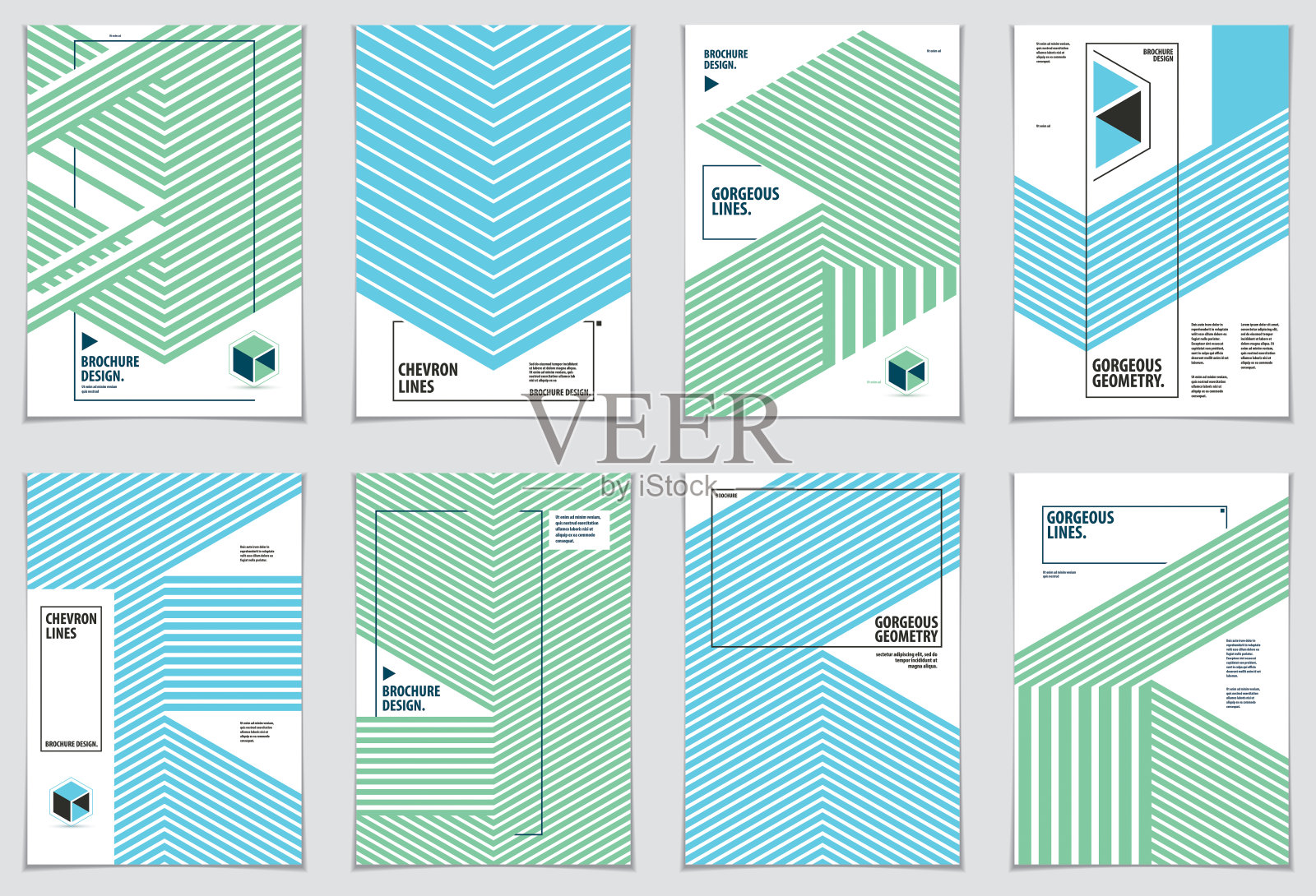 现代矢量最小模板传单。向量几何图案抽象背景设置。为小册子、贺卡、请柬和广告设计模板。A4打印格式。设计模板素材